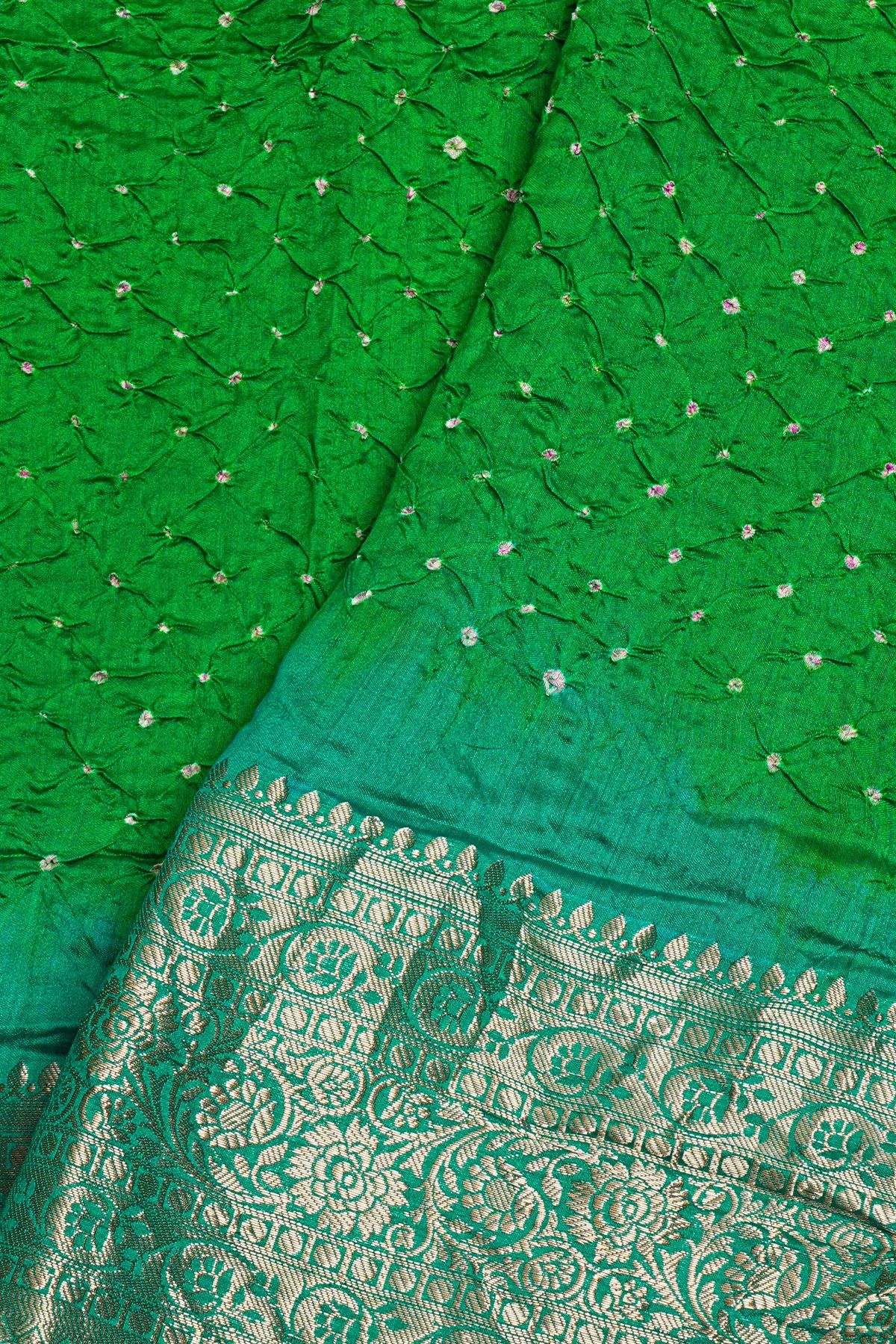 Bandhani Silk Green Saree
