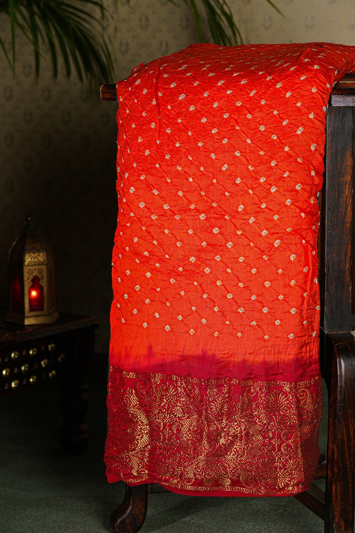 Bandhani Silk Orange Saree