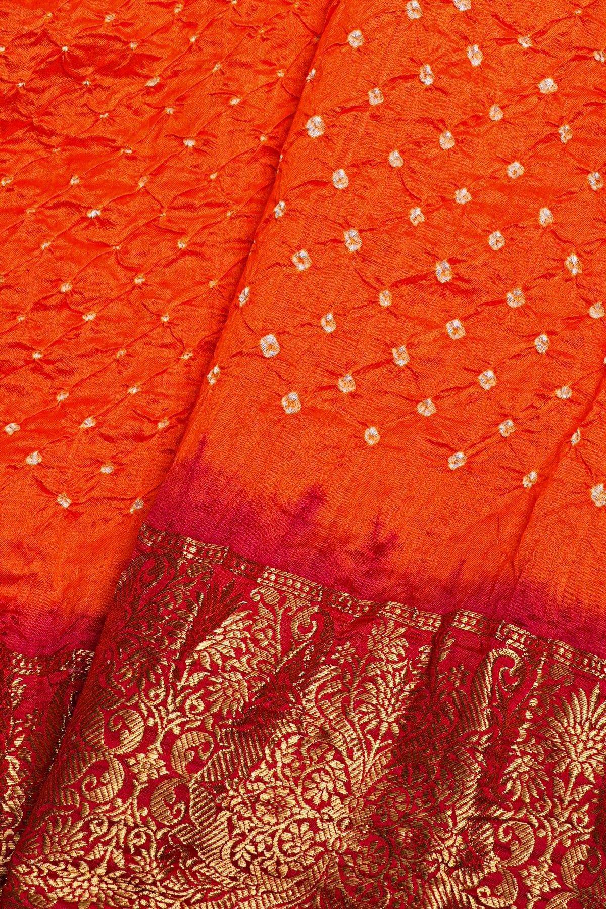 Bandhani Silk Orange Saree