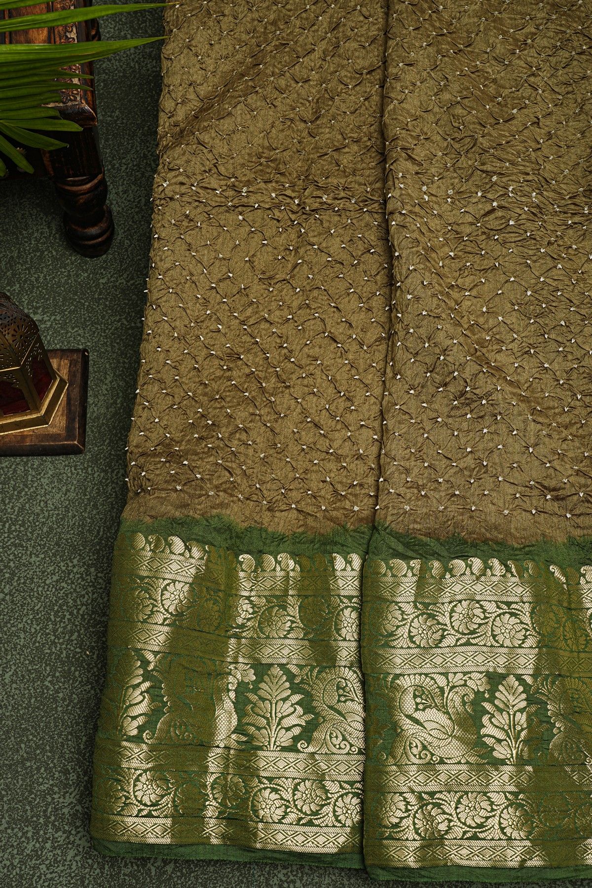 Bandhani Silk Mehendi Green Saree