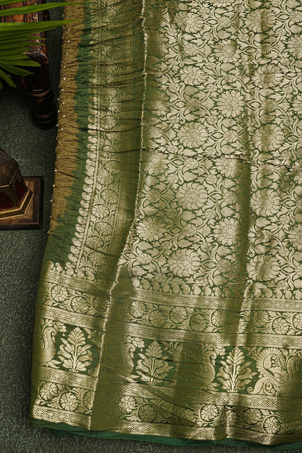 Bandhani Silk Mehendi Green Saree