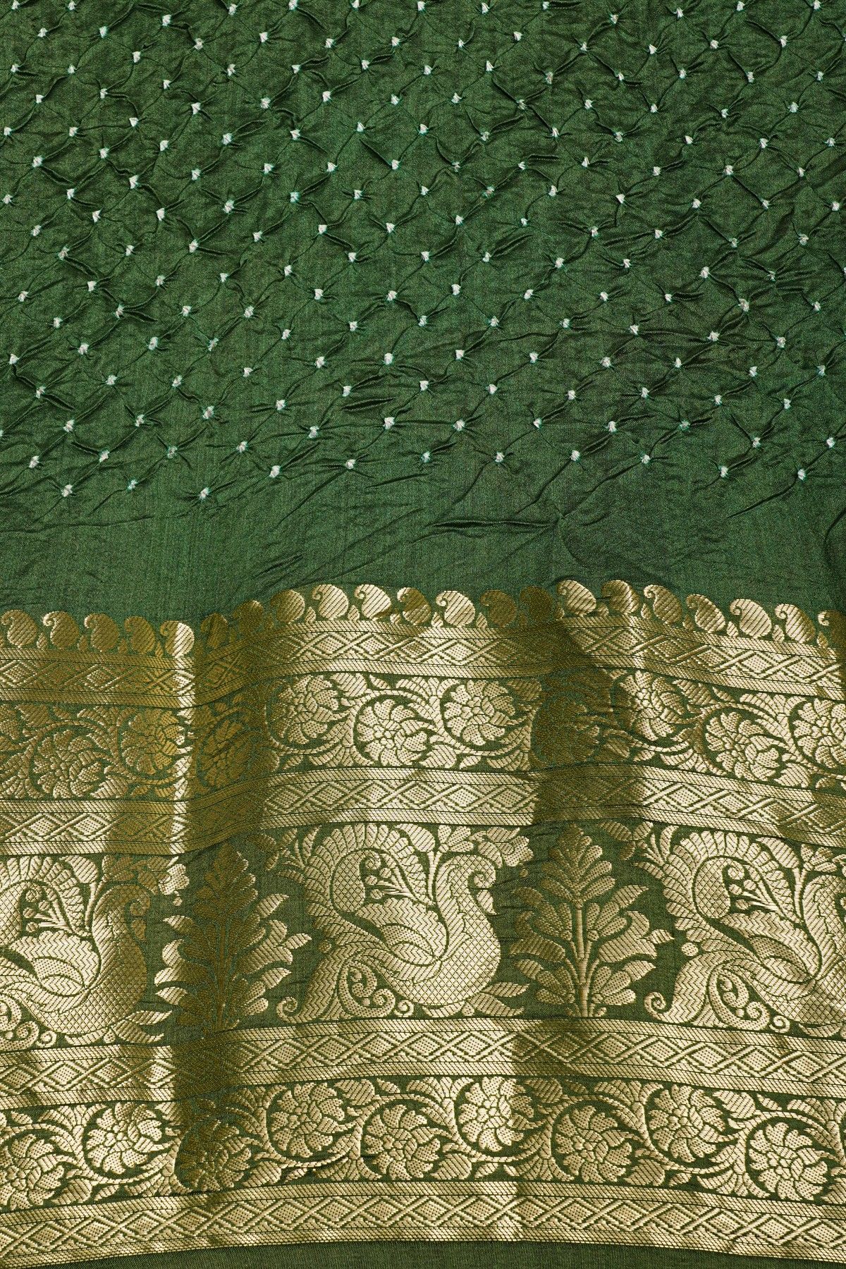Bandhani Silk Mehendi Green Saree