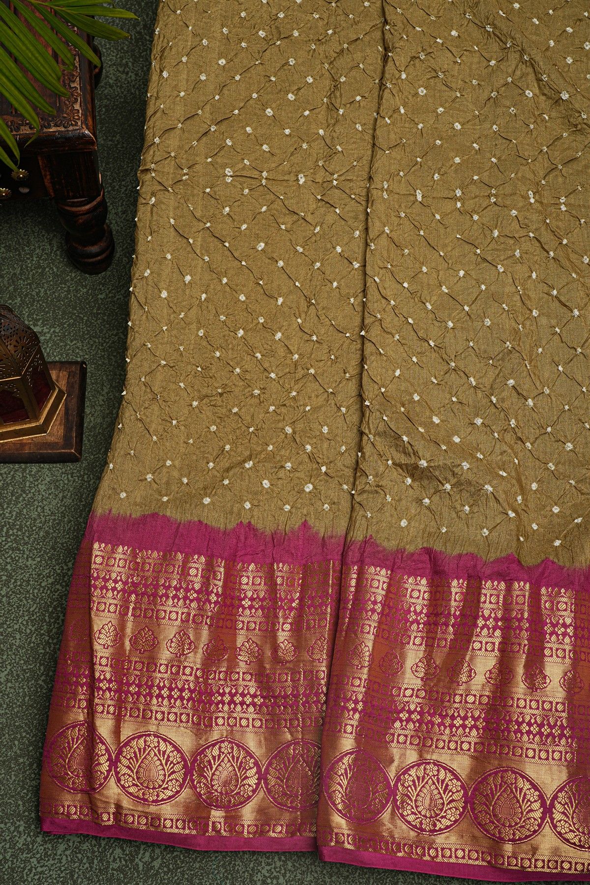 Bandhani Silk Brown Saree