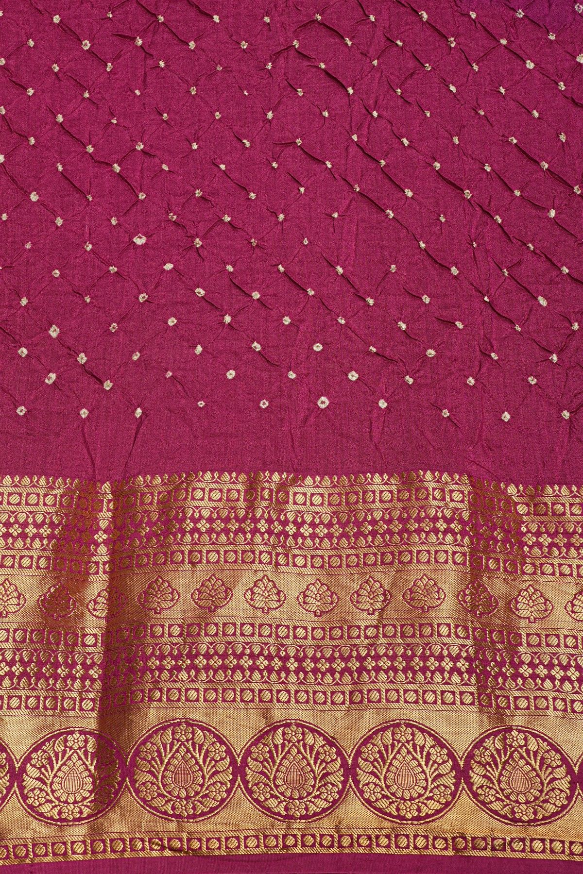 Bandhani Silk Brown Saree