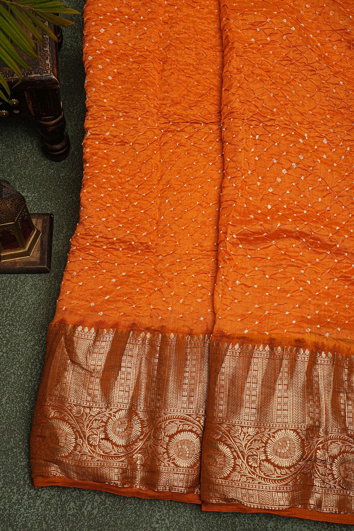Bandhani Silk Orange Saree