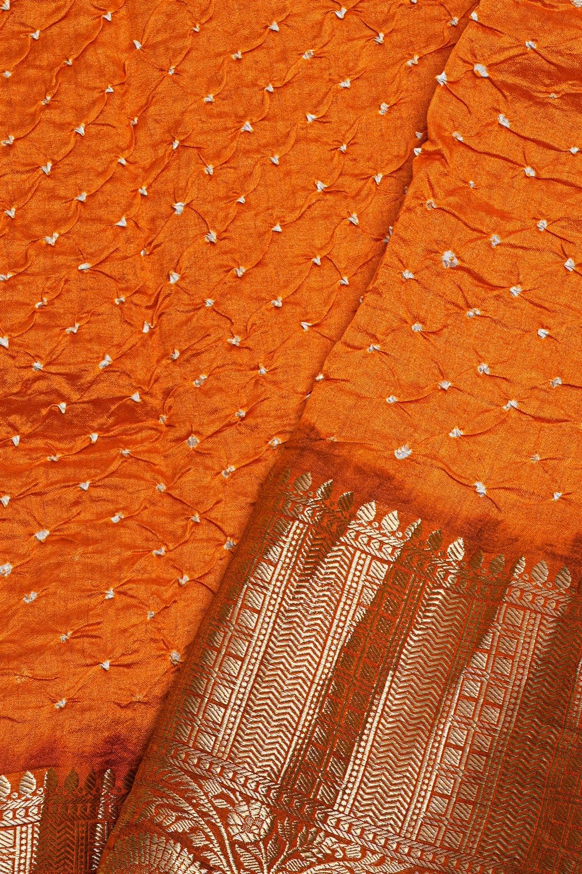Bandhani Silk Orange Saree