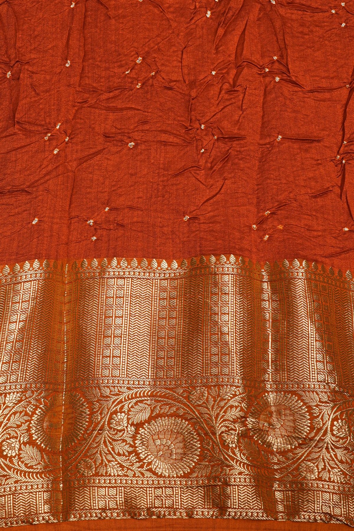 Bandhani Silk Orange Saree