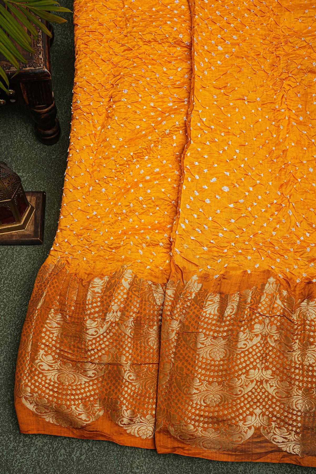 Bandhani Silk Mango Orange Saree