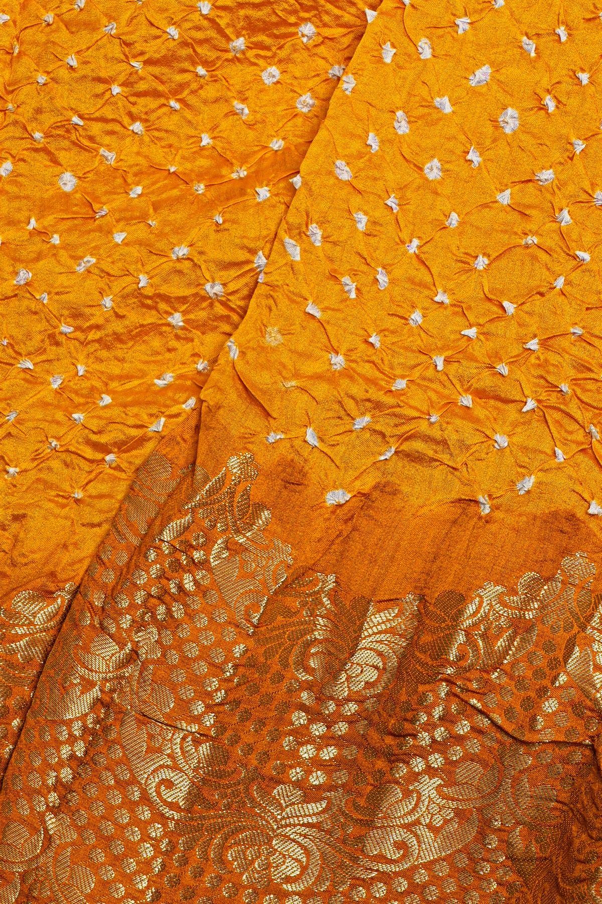 Bandhani Silk Mango Orange Saree