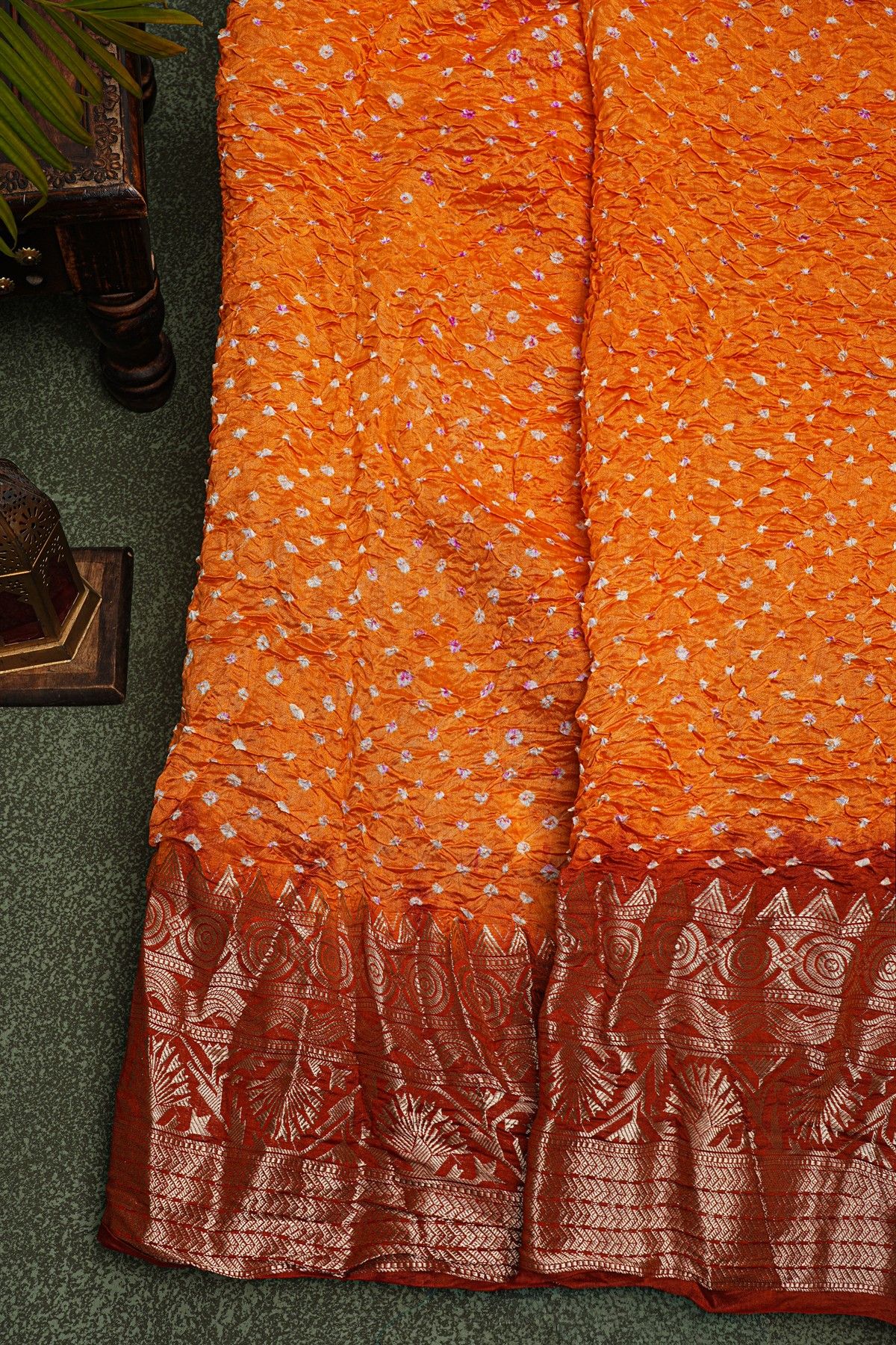 Bandhani Silk Orange Saree