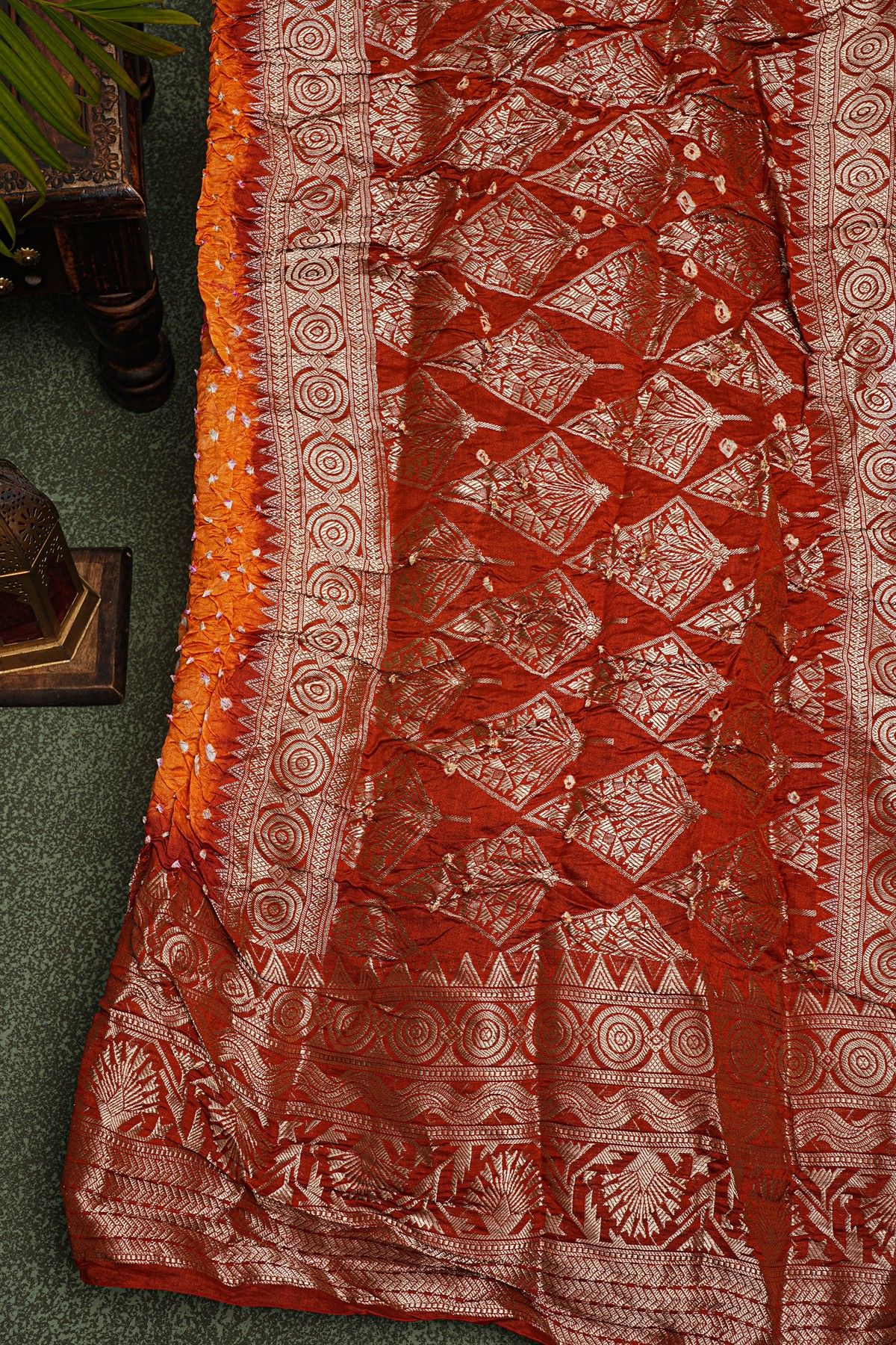 Bandhani Silk Orange Saree