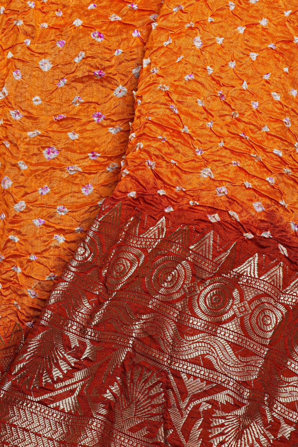 Bandhani Silk Orange Saree