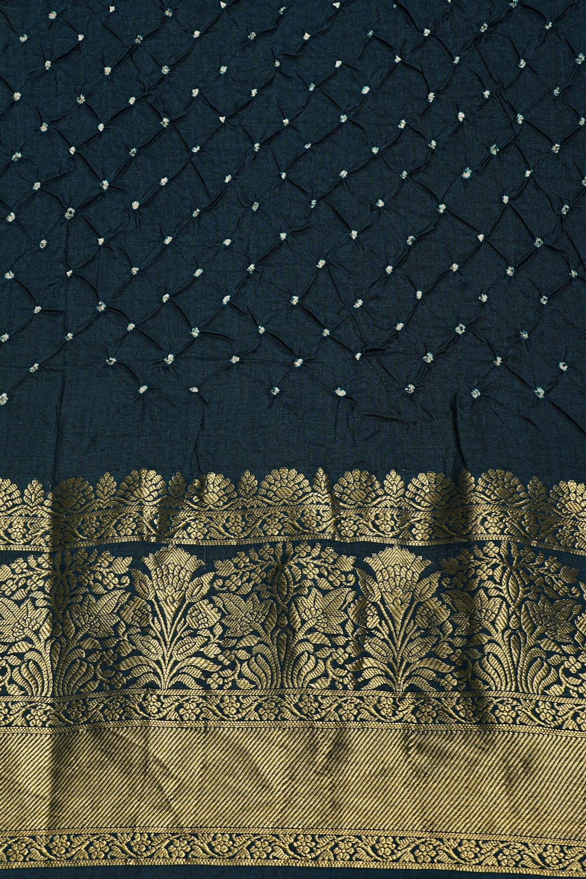 Bandhani Silk Grey Saree