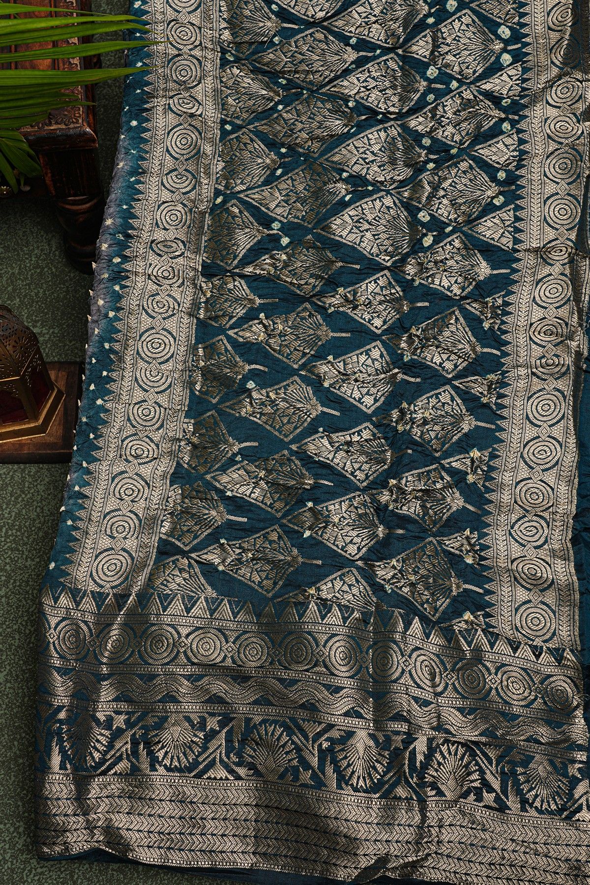 Bandhani Silk Grey Saree