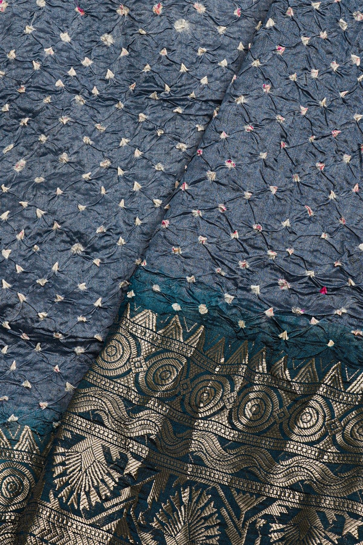 Bandhani Silk Grey Saree