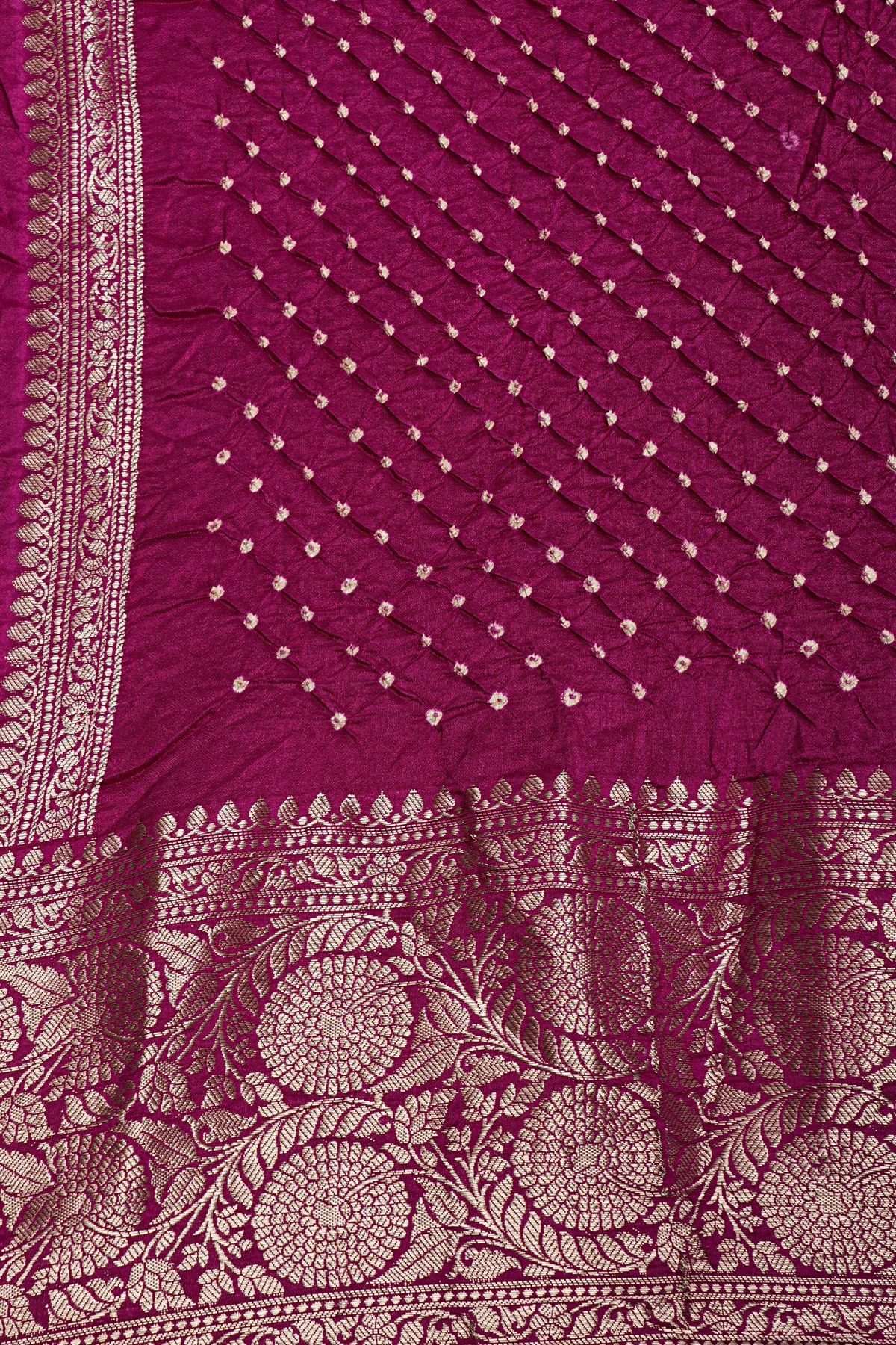 Bandhani Silk Peach Saree