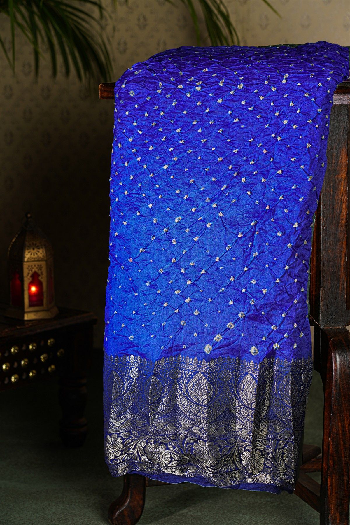 Bandhani Silk Blue Saree