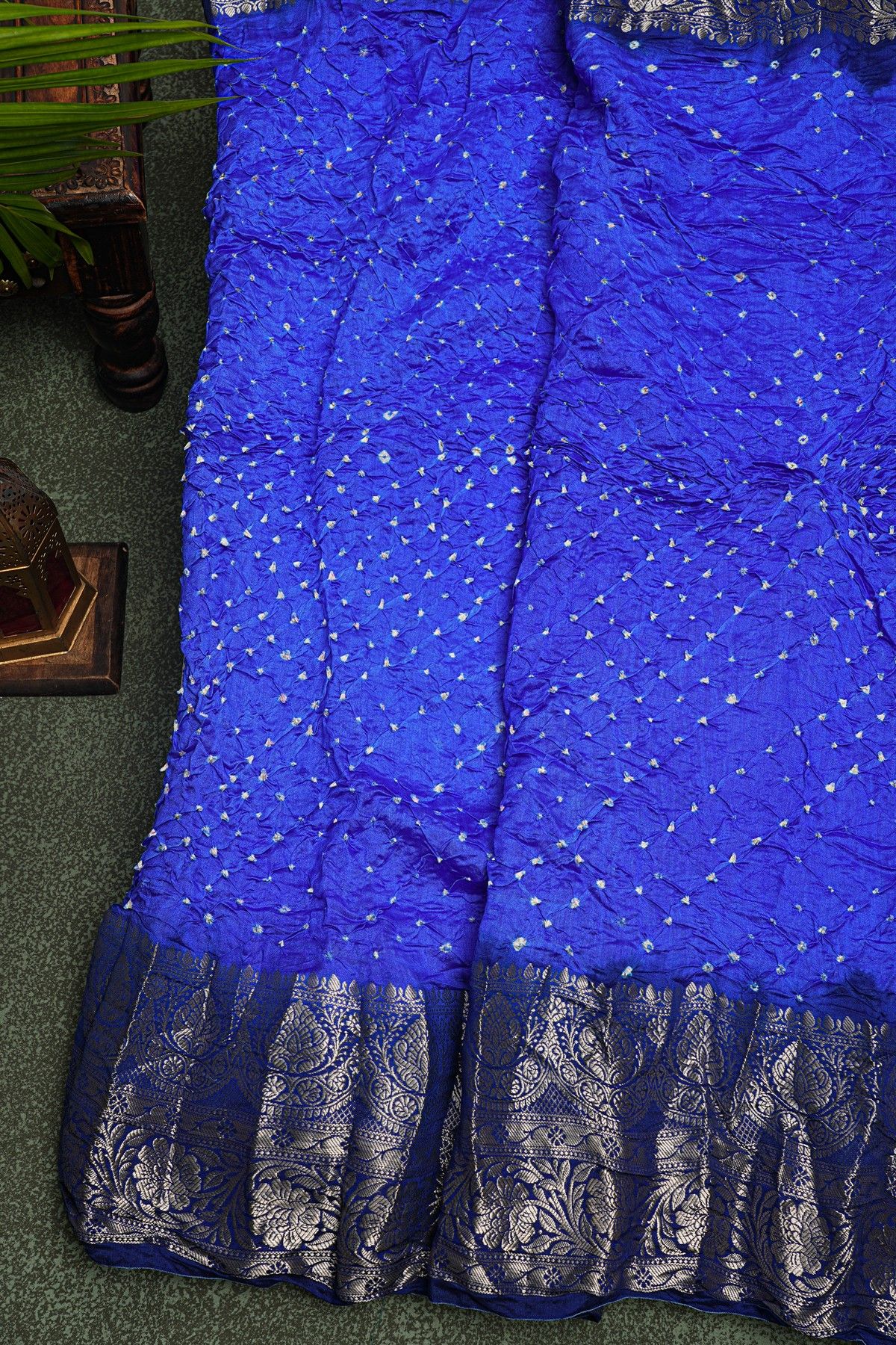 Bandhani Silk Blue Saree