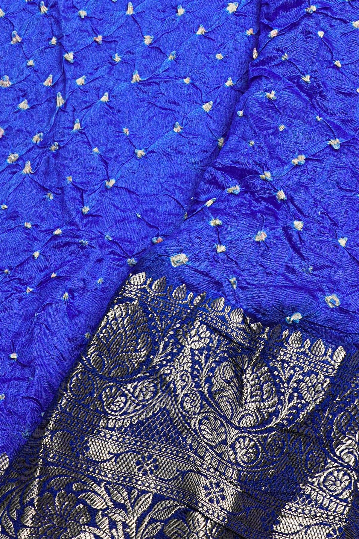 Bandhani Silk Blue Saree
