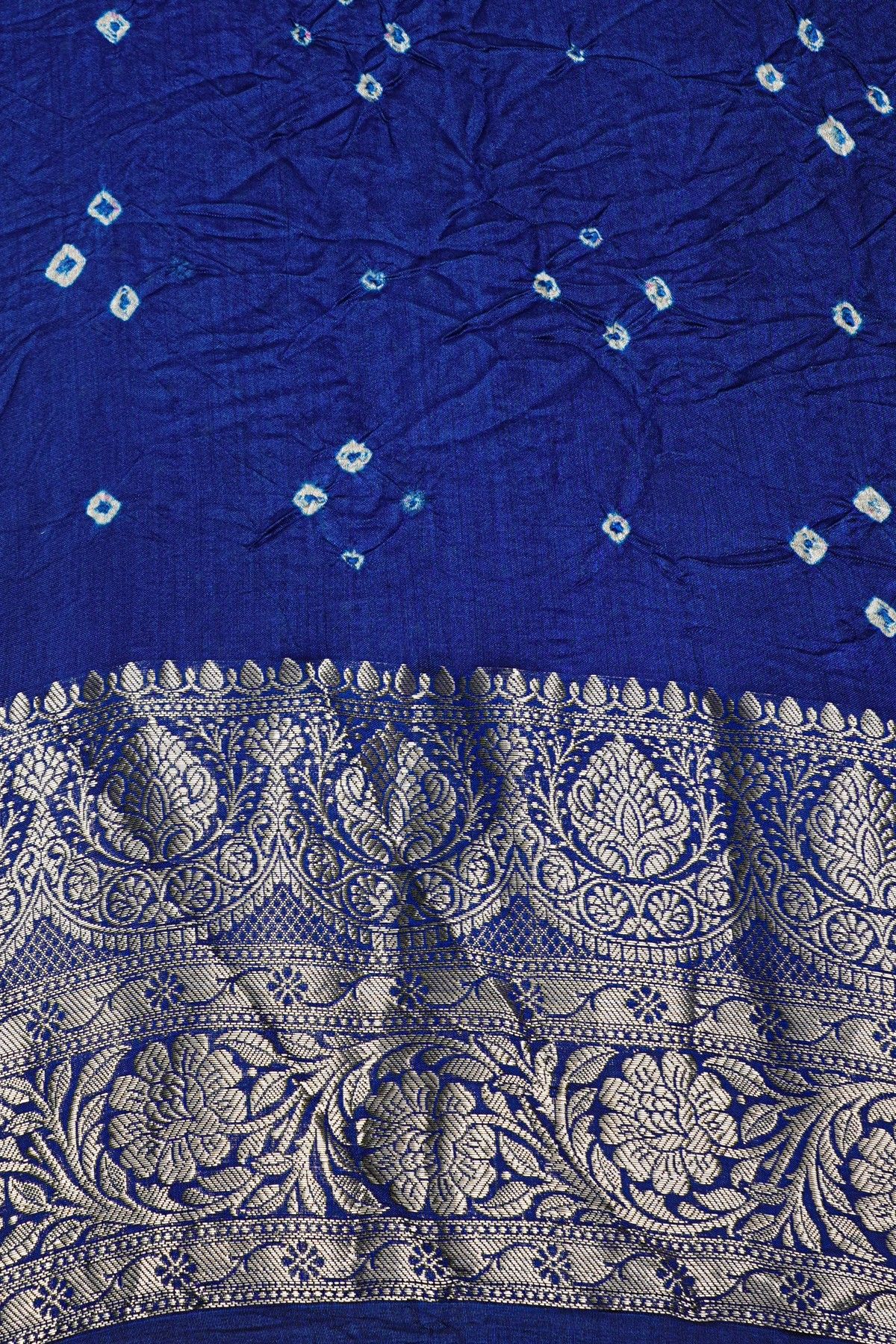 Bandhani Silk Blue Saree