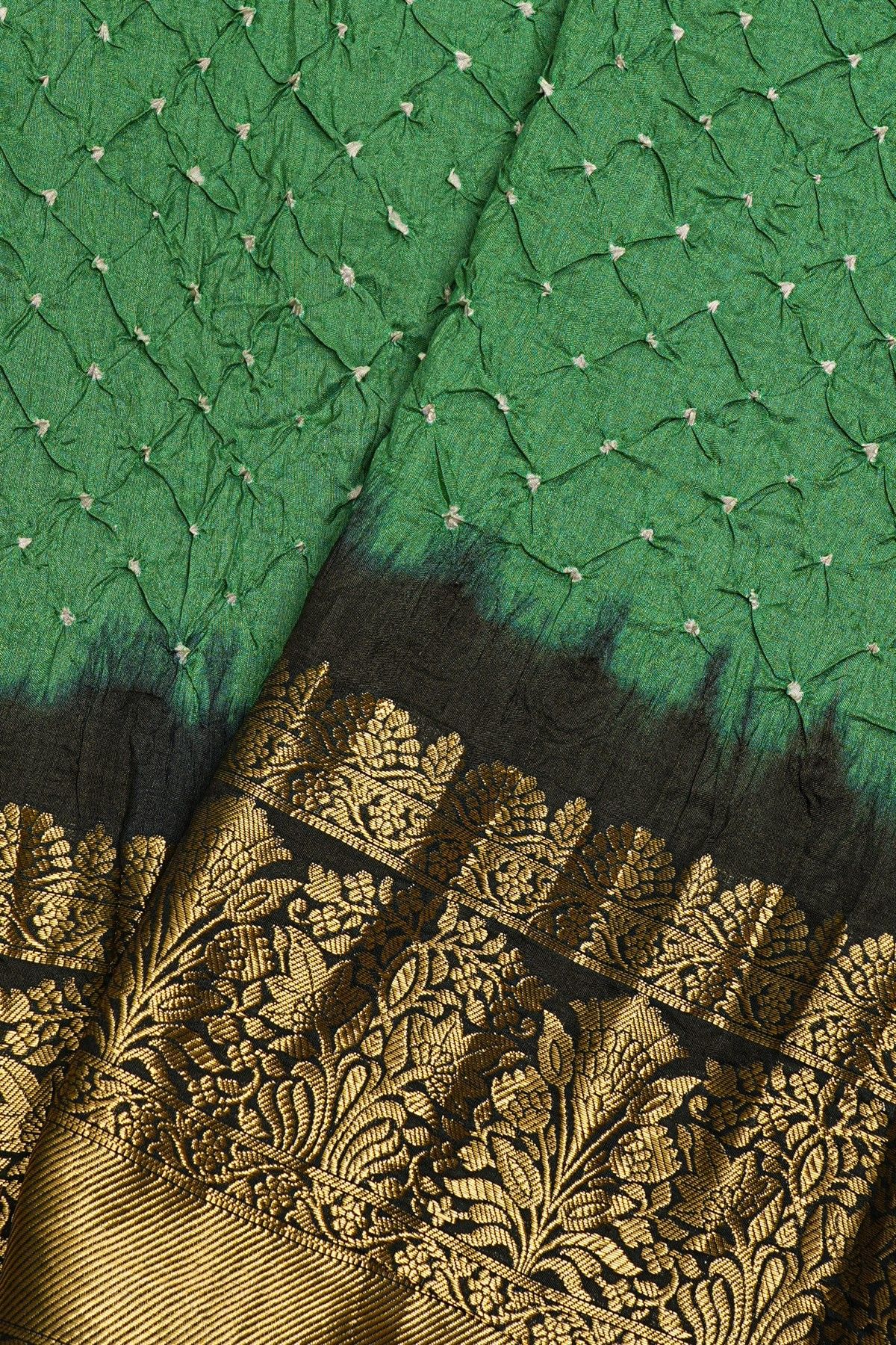 Bandhani Silk Green Saree
