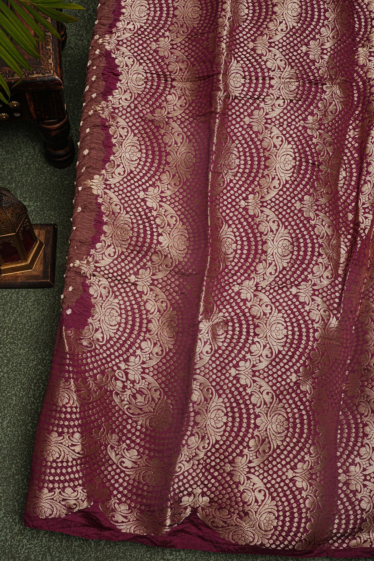 Bandhani Silk Brown Saree