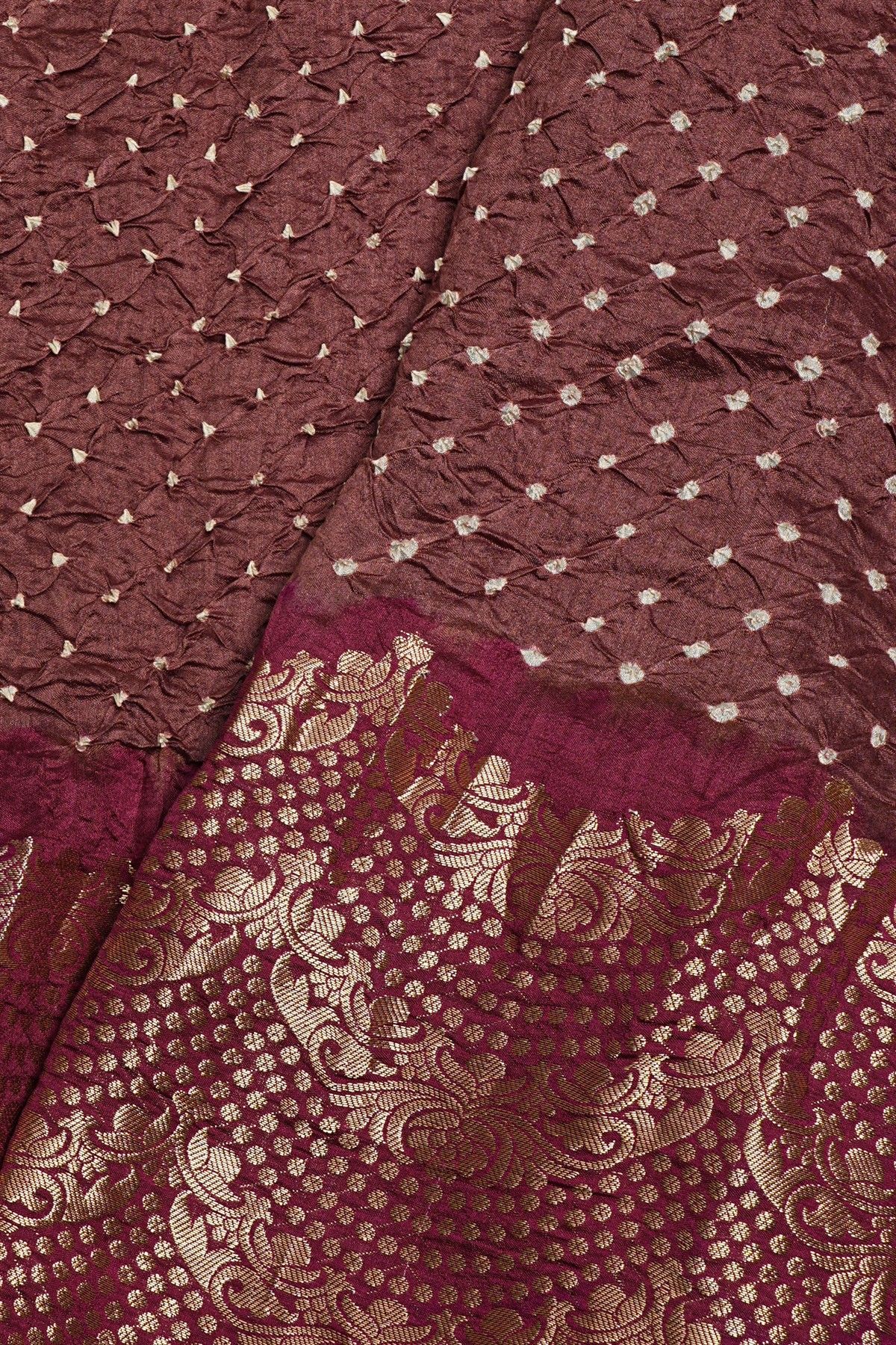 Bandhani Silk Brown Saree