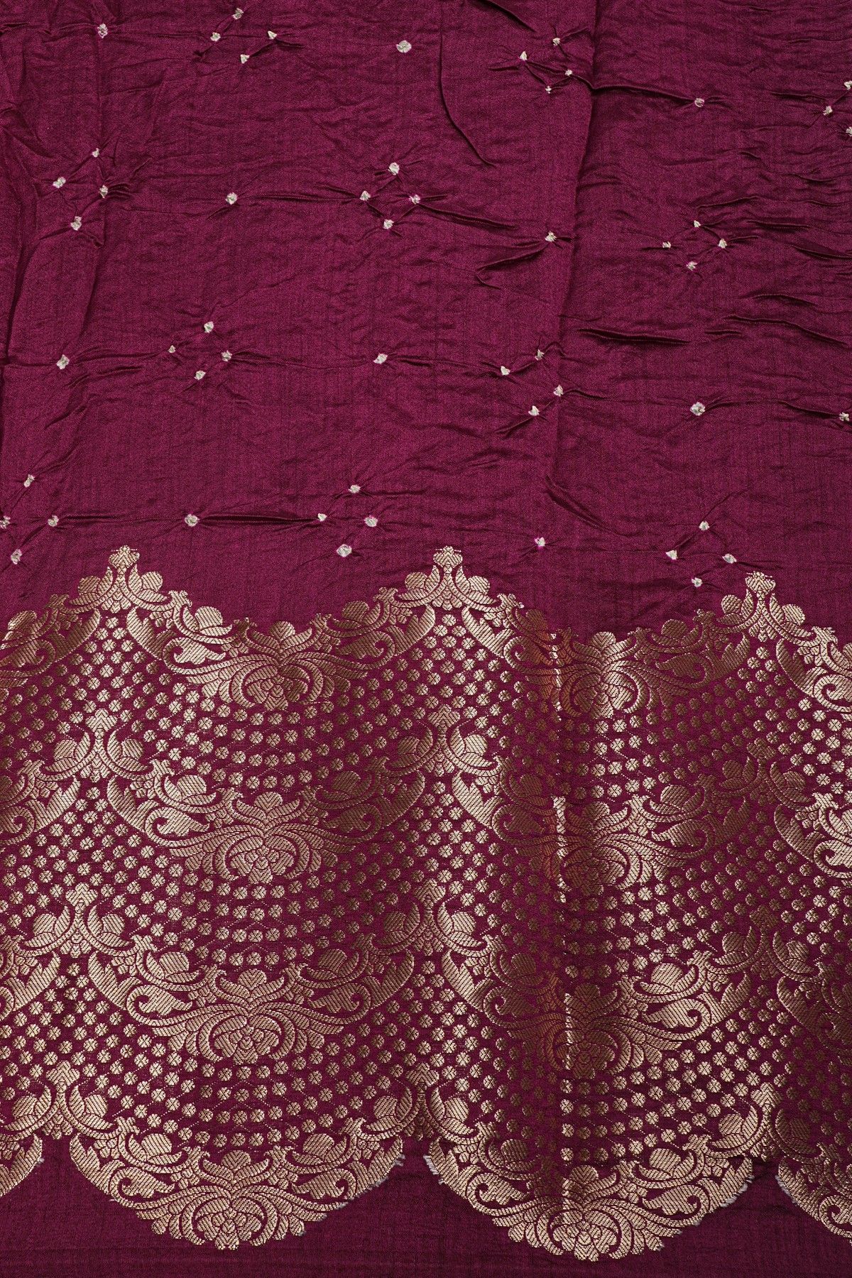Bandhani Silk Brown Saree