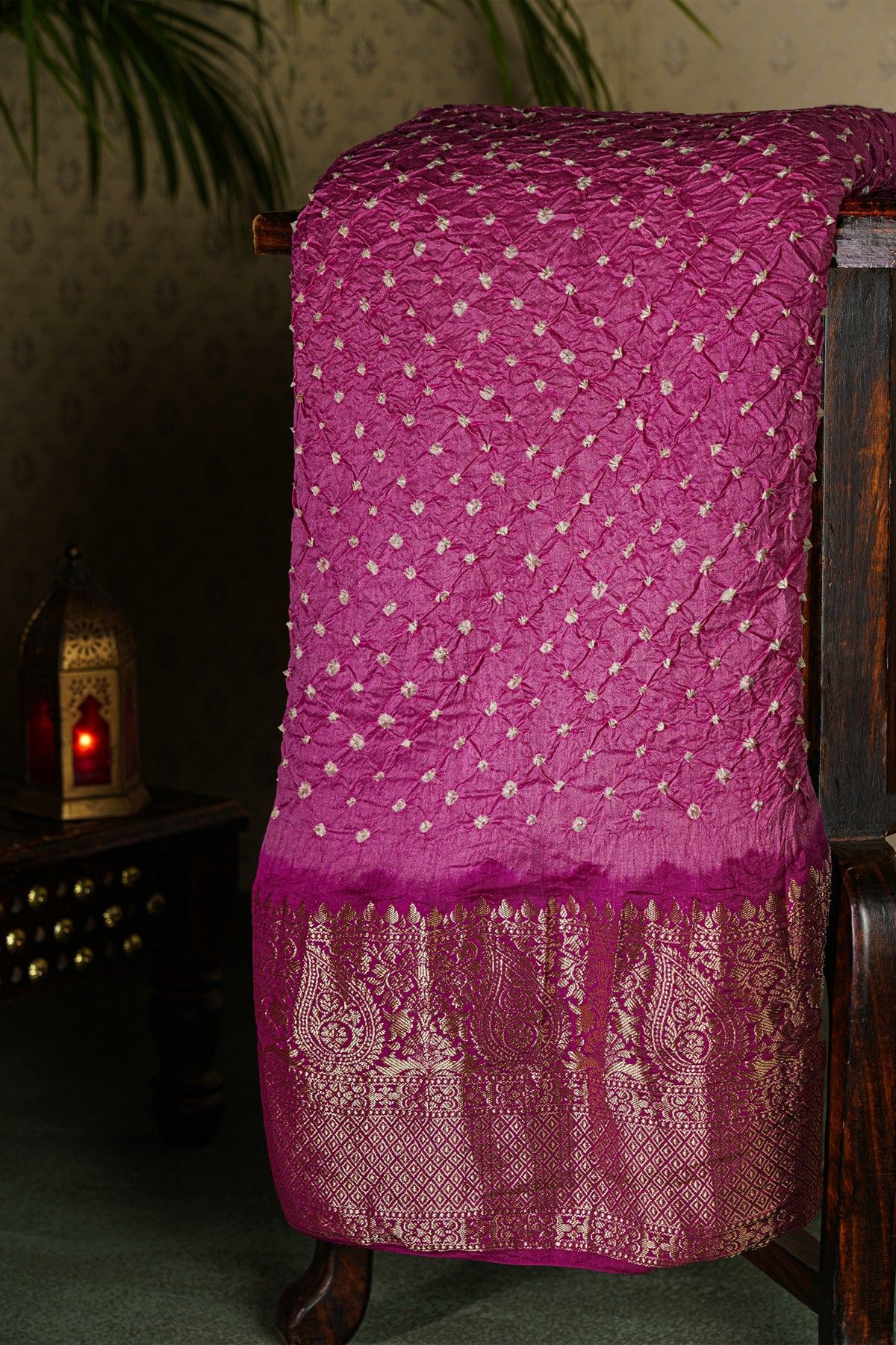 Bandhani Silk Pink Saree