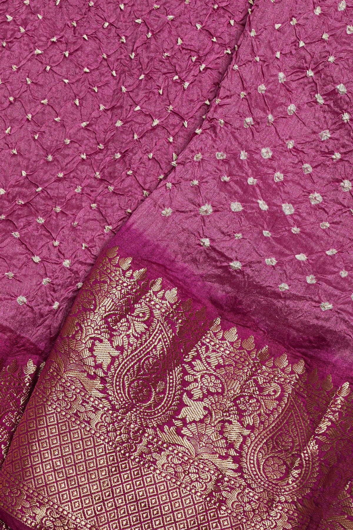 Bandhani Silk Pink Saree