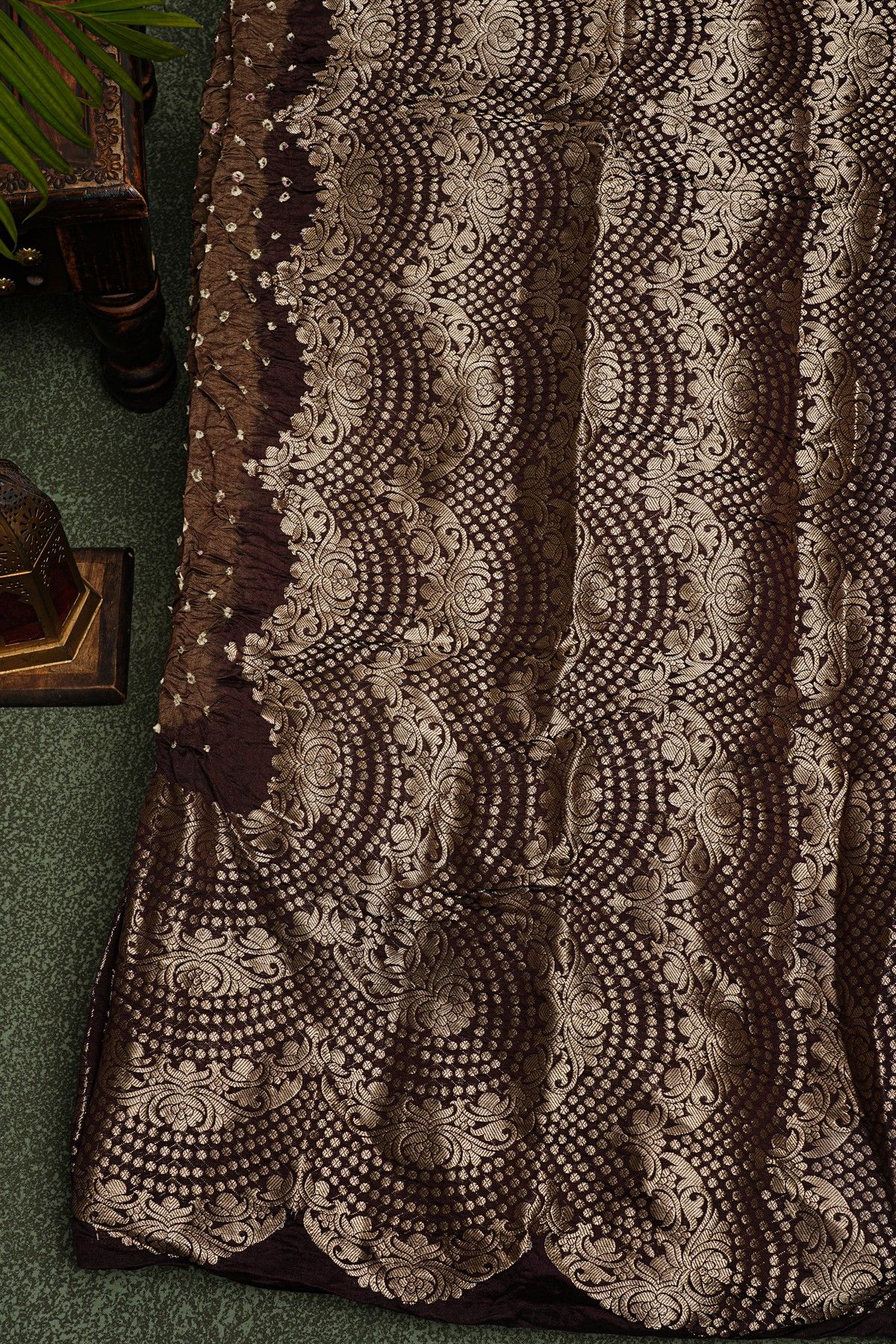 Bandhani Silk Brown Saree