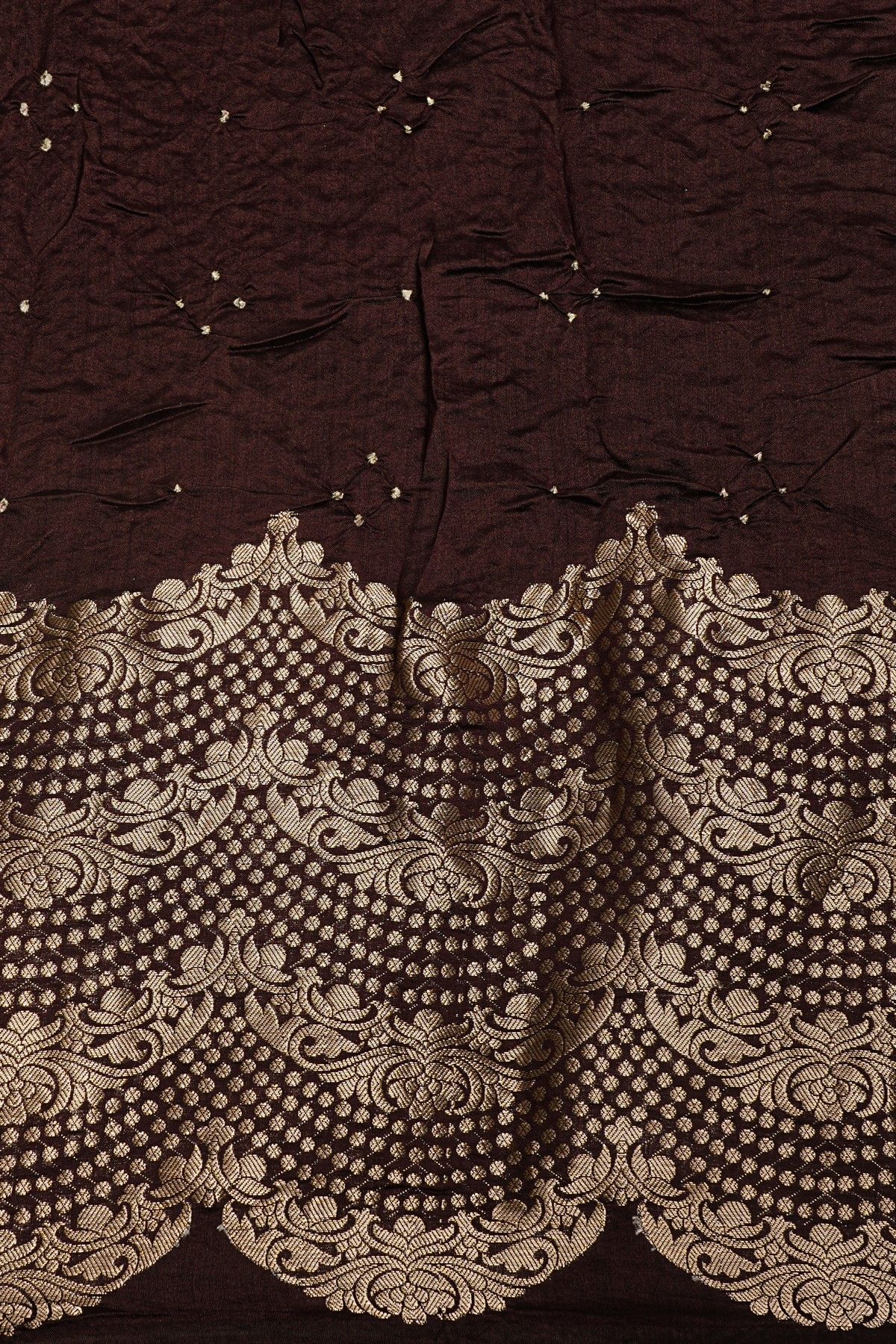 Bandhani Silk Brown Saree