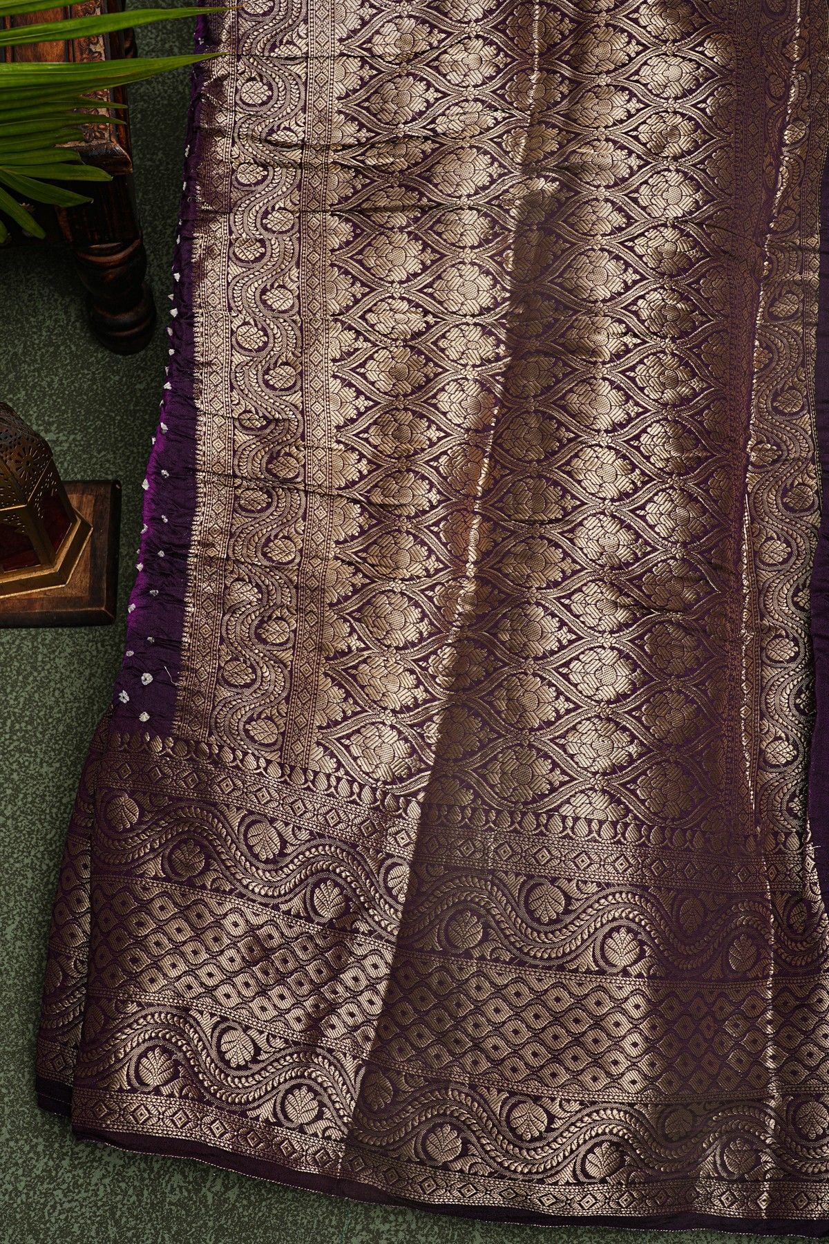 Bandhani Silk Purple Saree