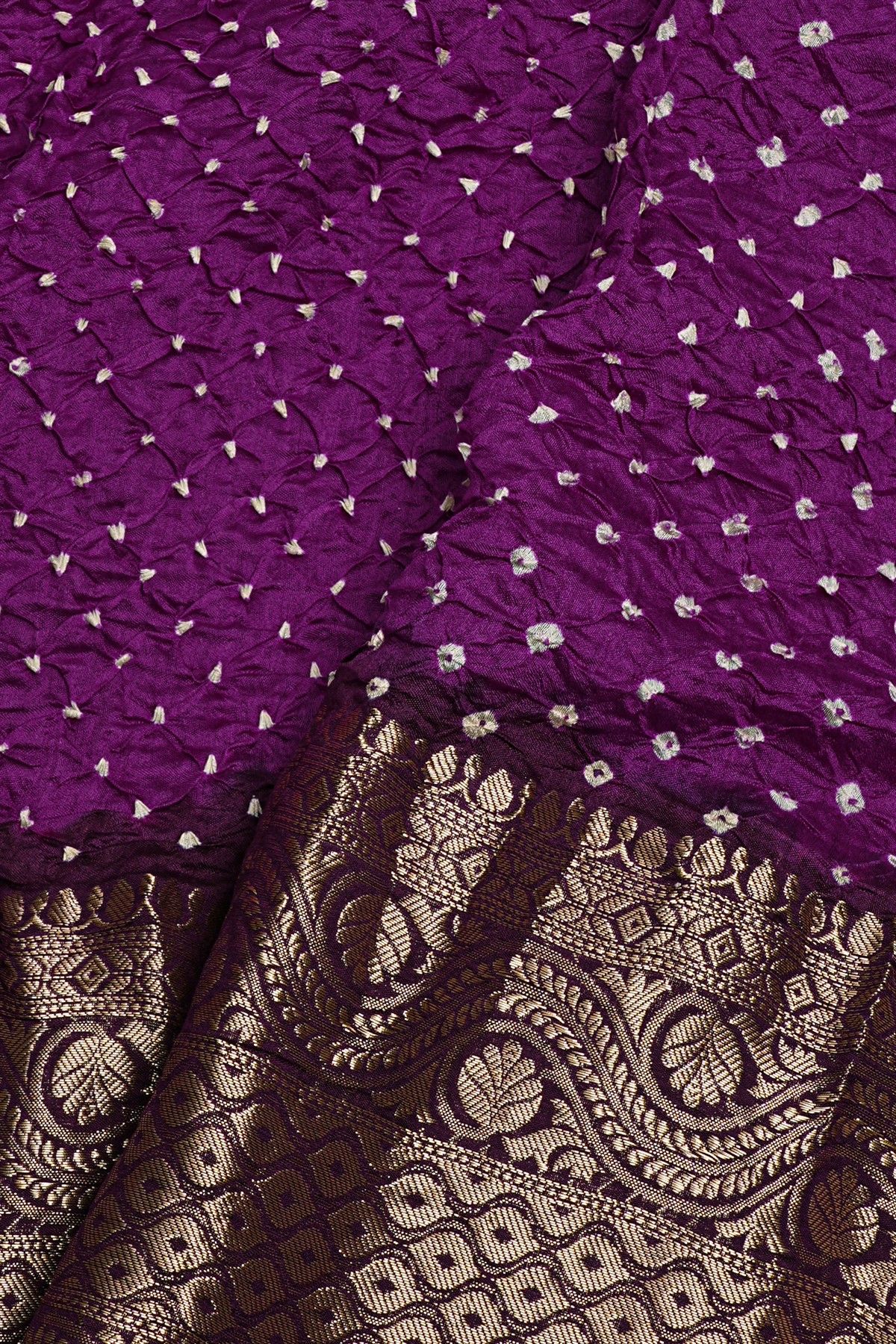 Bandhani Silk Purple Saree