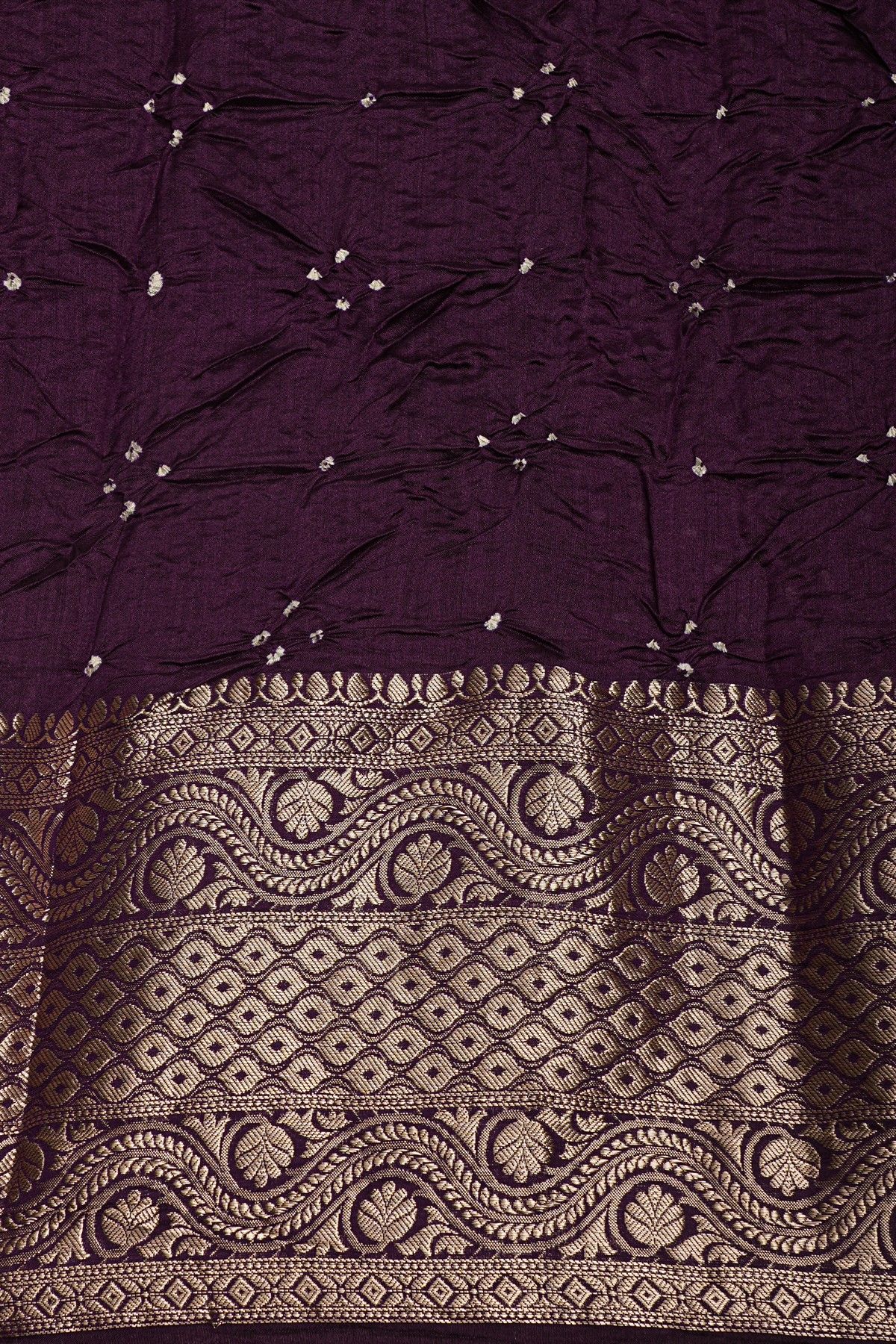 Bandhani Silk Purple Saree