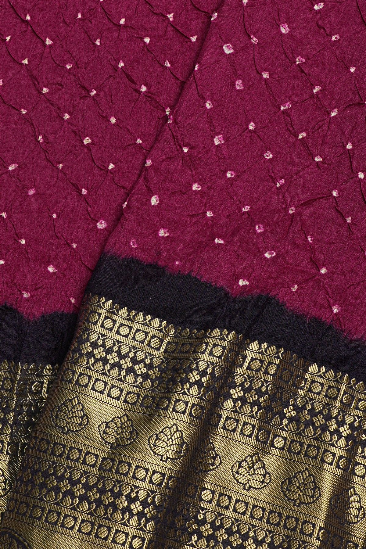 Bandhani Silk Wine Saree