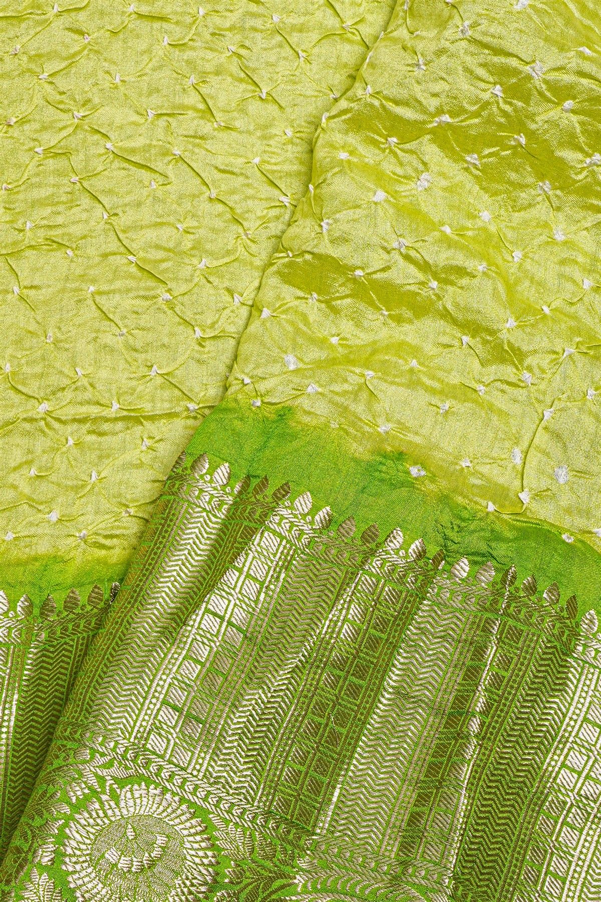 Bandhani Silk Light Green Saree