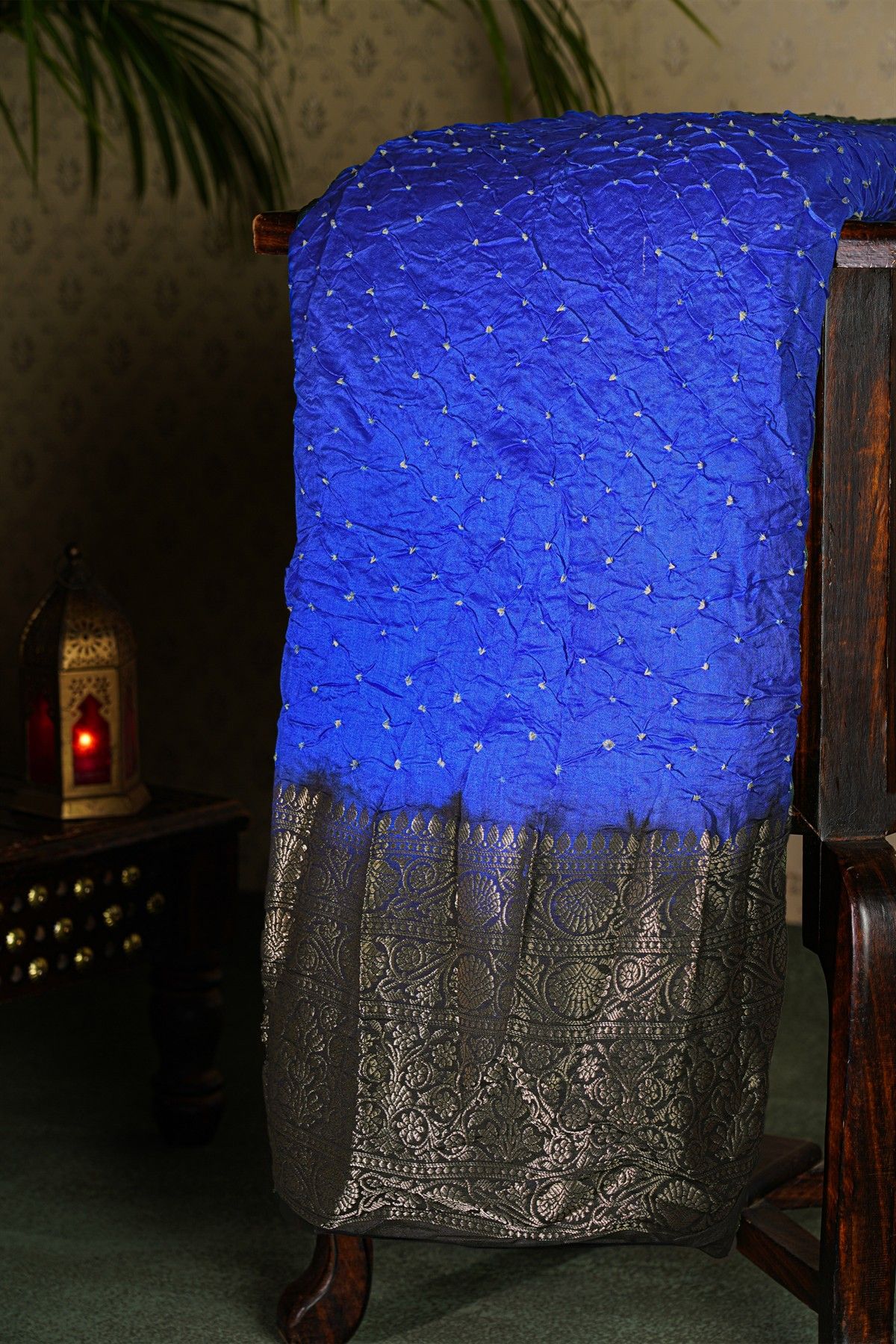 Bandhani Silk Blue Saree