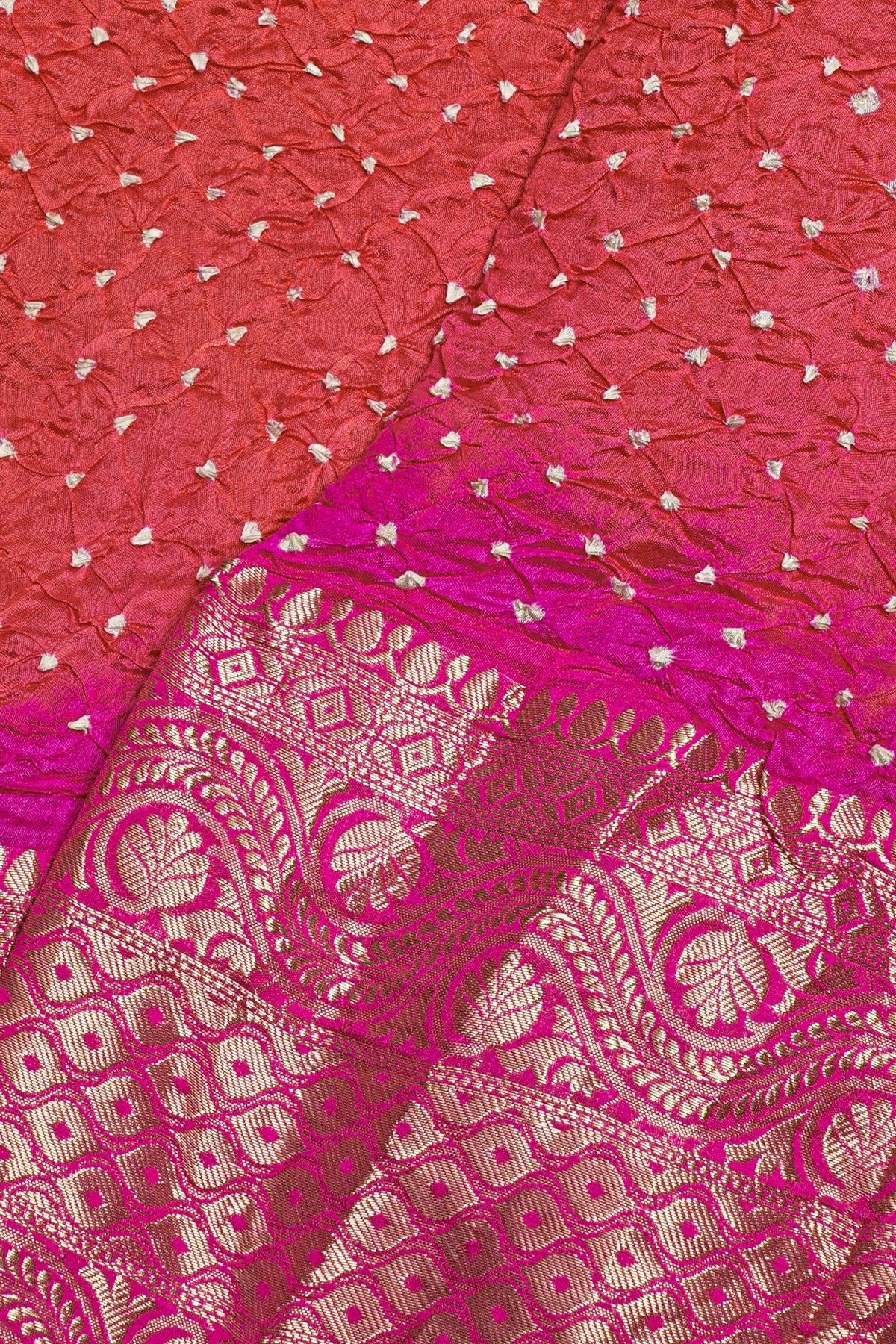 Bandhani Silk Peach Saree