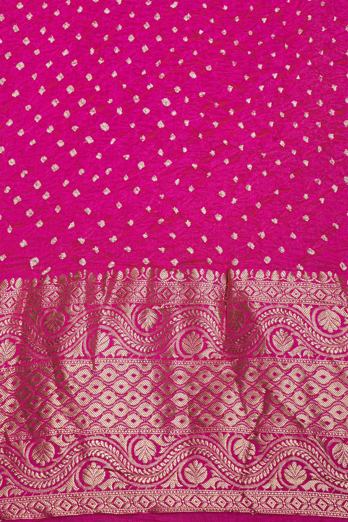 Bandhani Silk Peach Saree