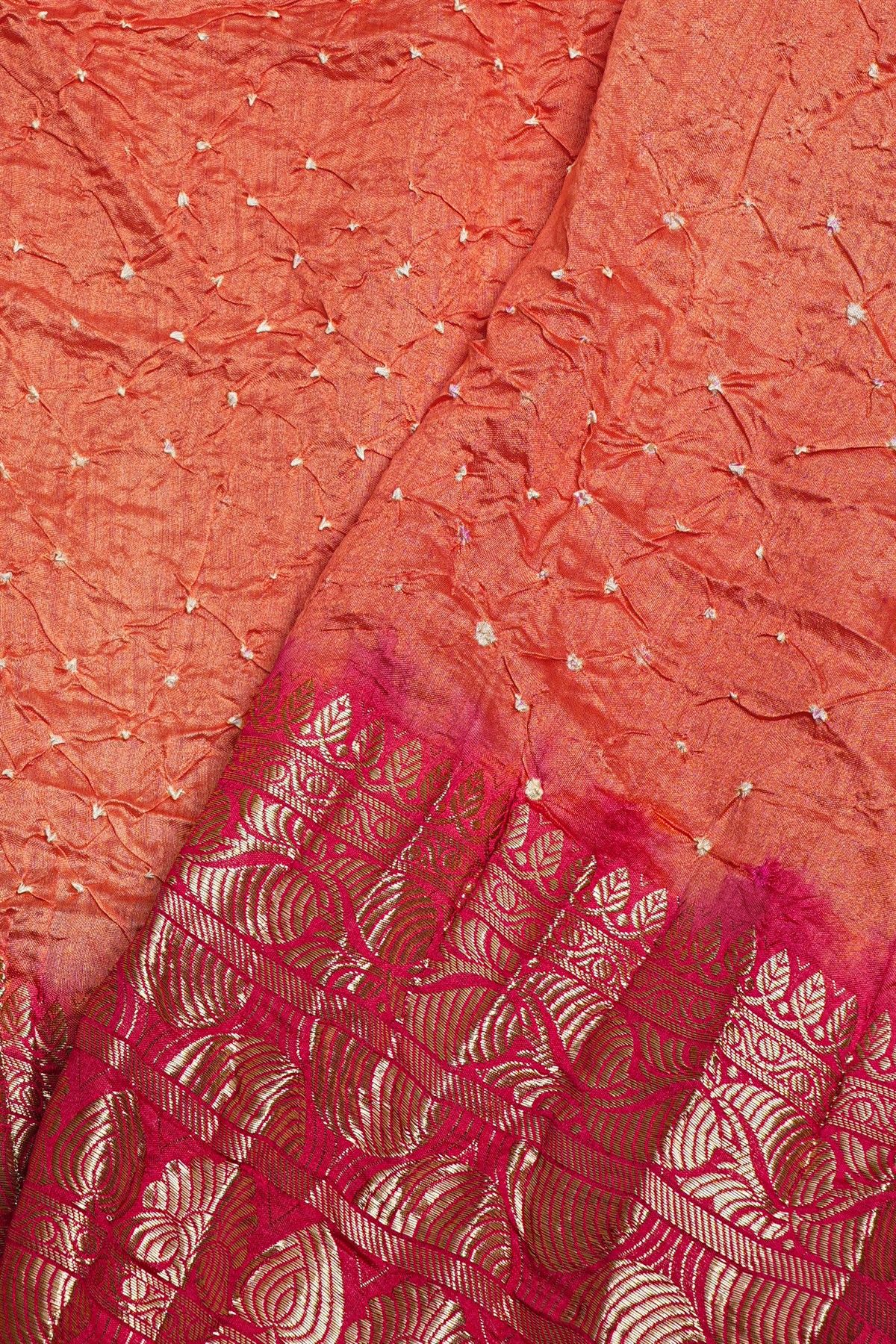Bandhani Silk Orange Saree