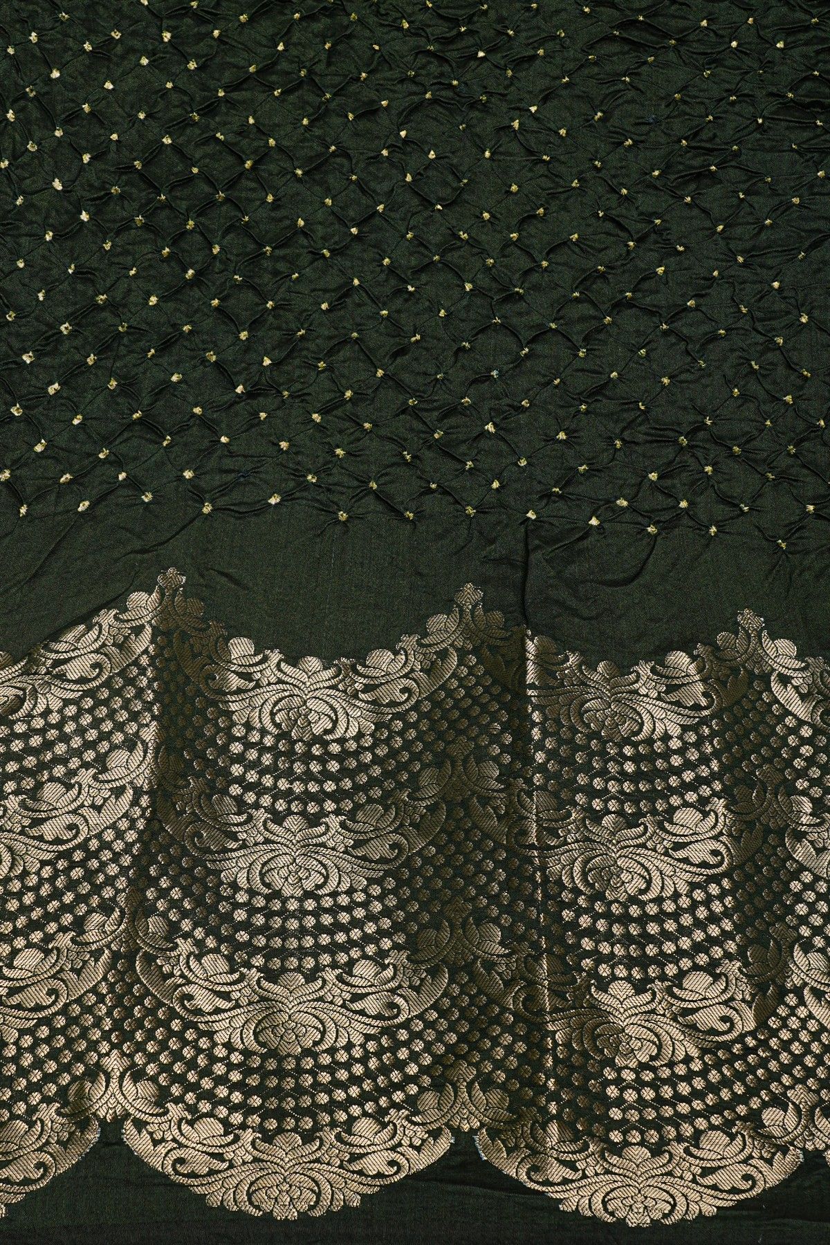 Bandhani Silk Green Saree