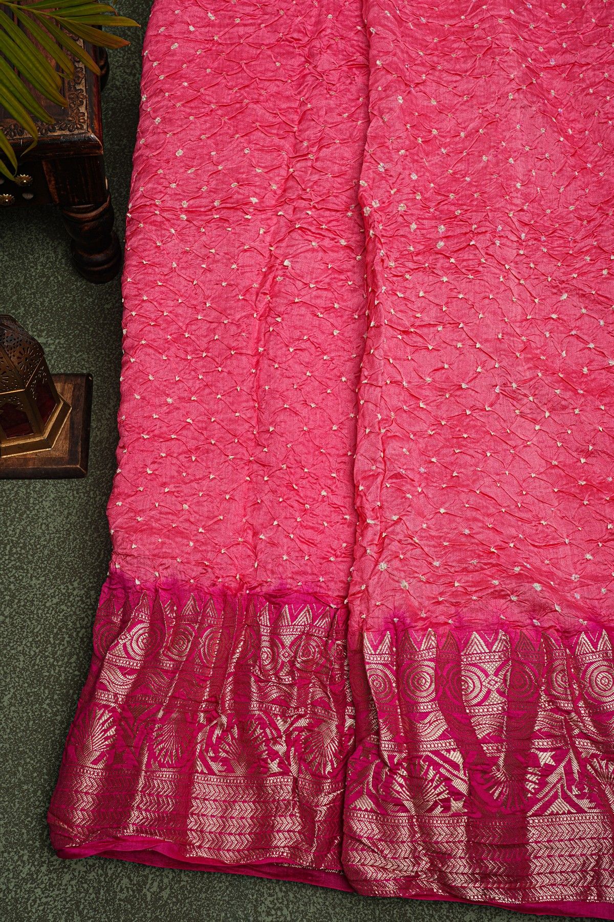 Bandhani Silk Pink Saree