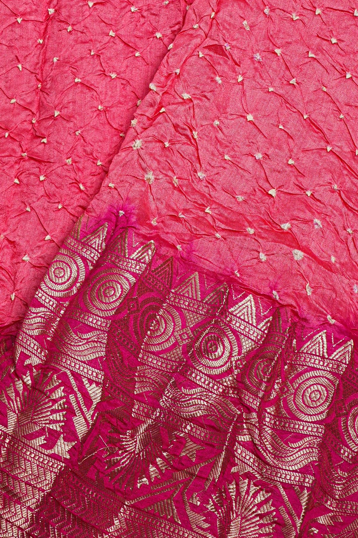 Bandhani Silk Pink Saree