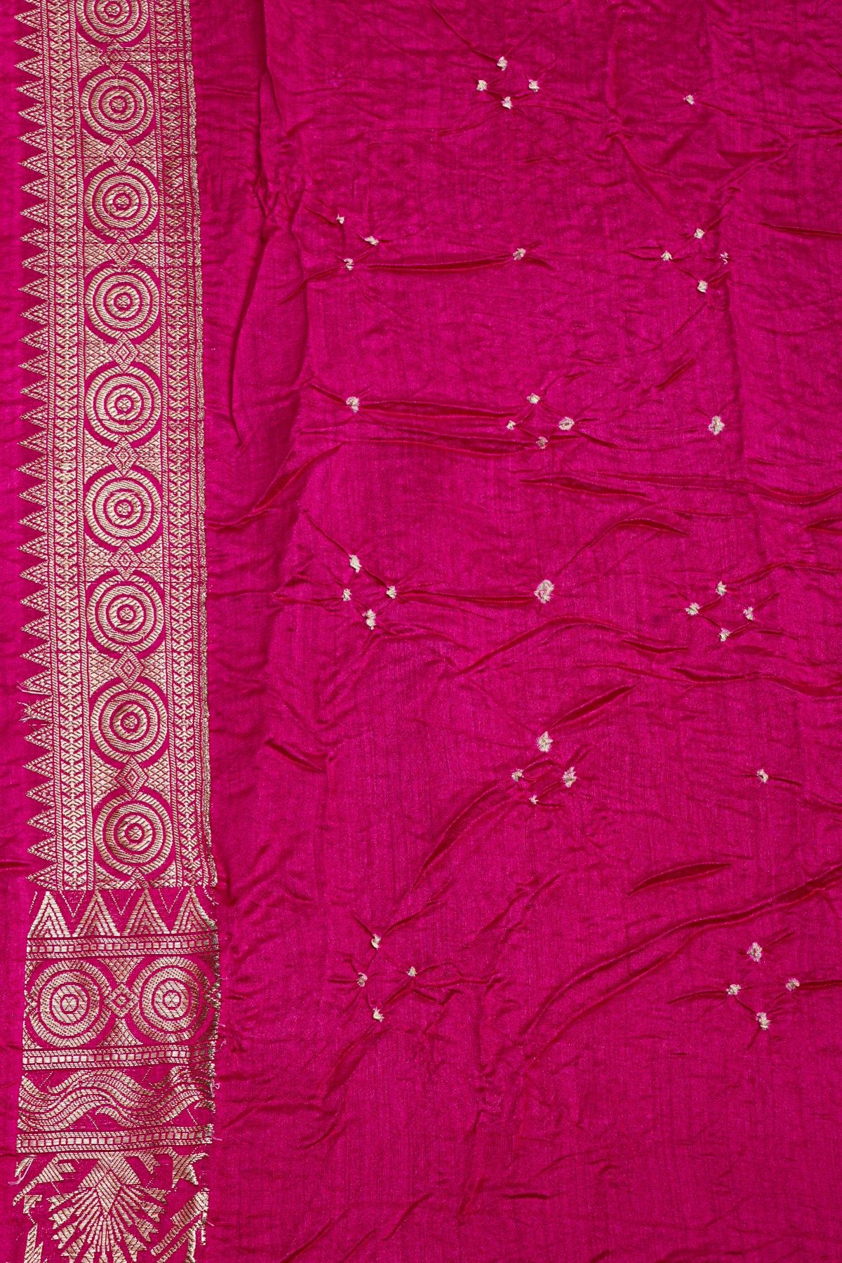 Bandhani Silk Pink Saree