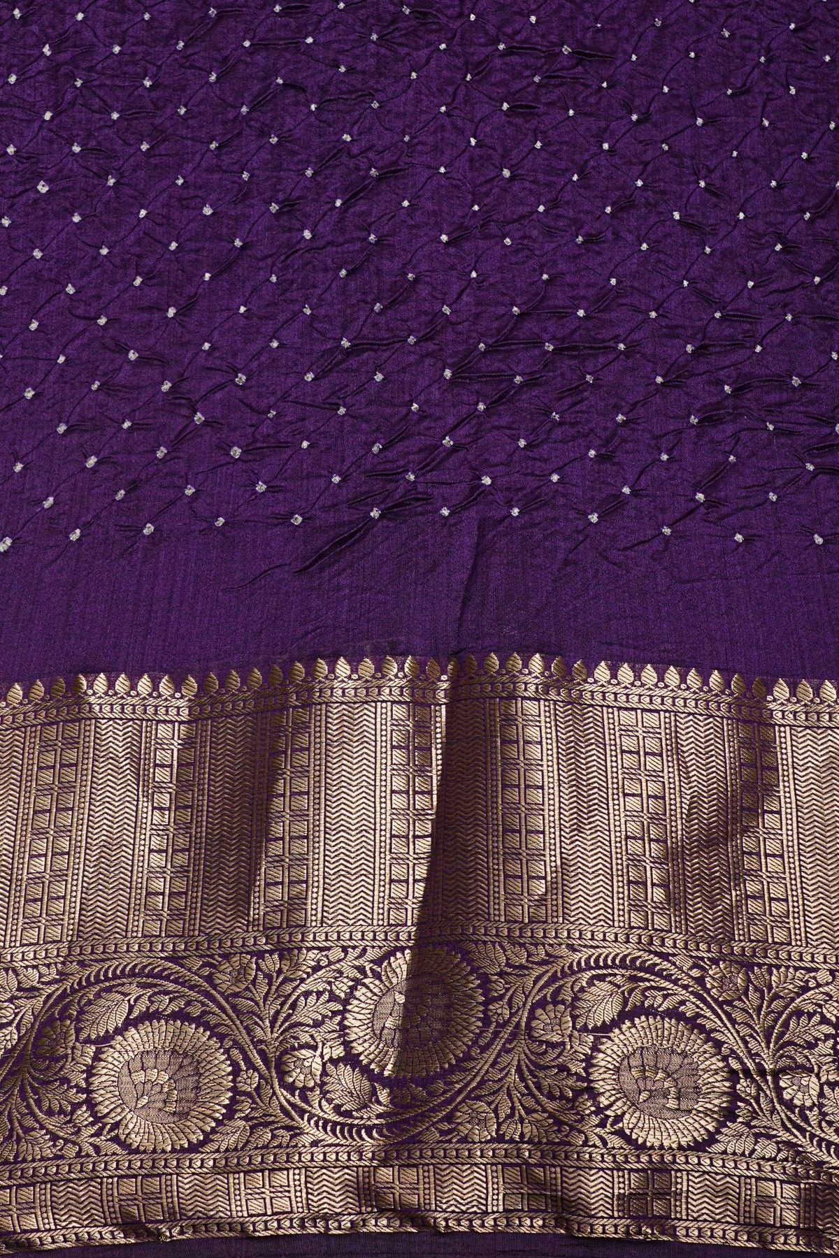 Bandhani Silk Purple Saree