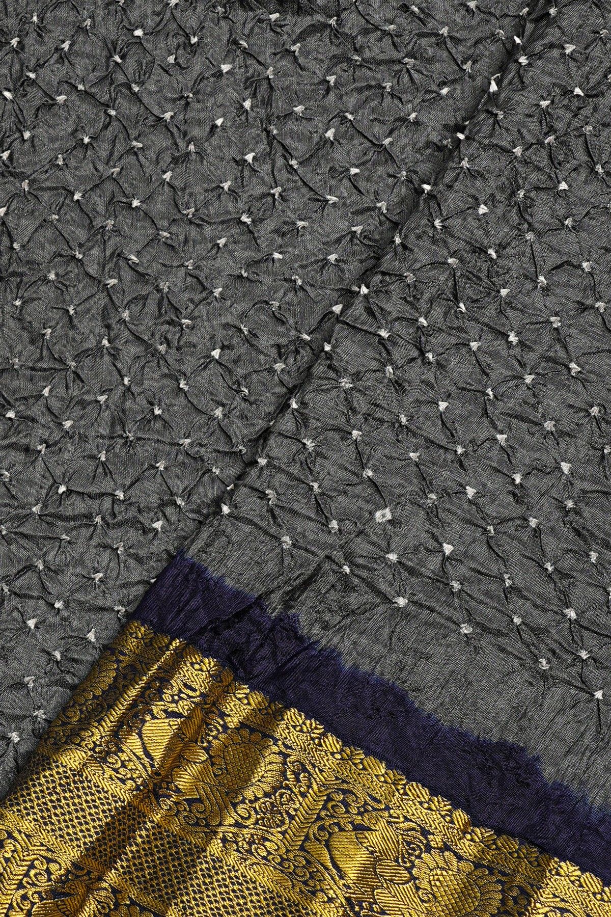 Bandhani Silk Grey Saree