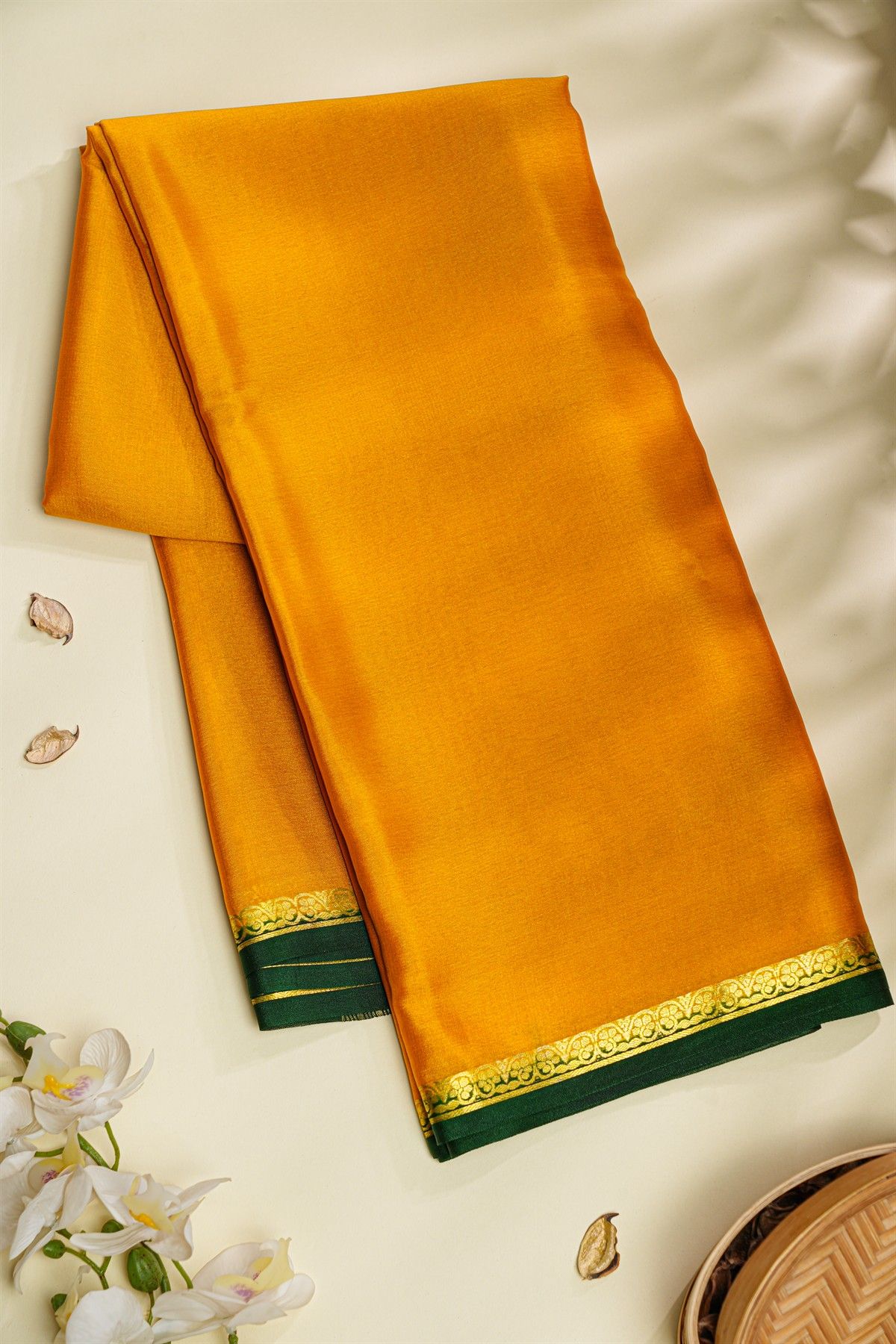 Mysore Crepe Mustard Saree