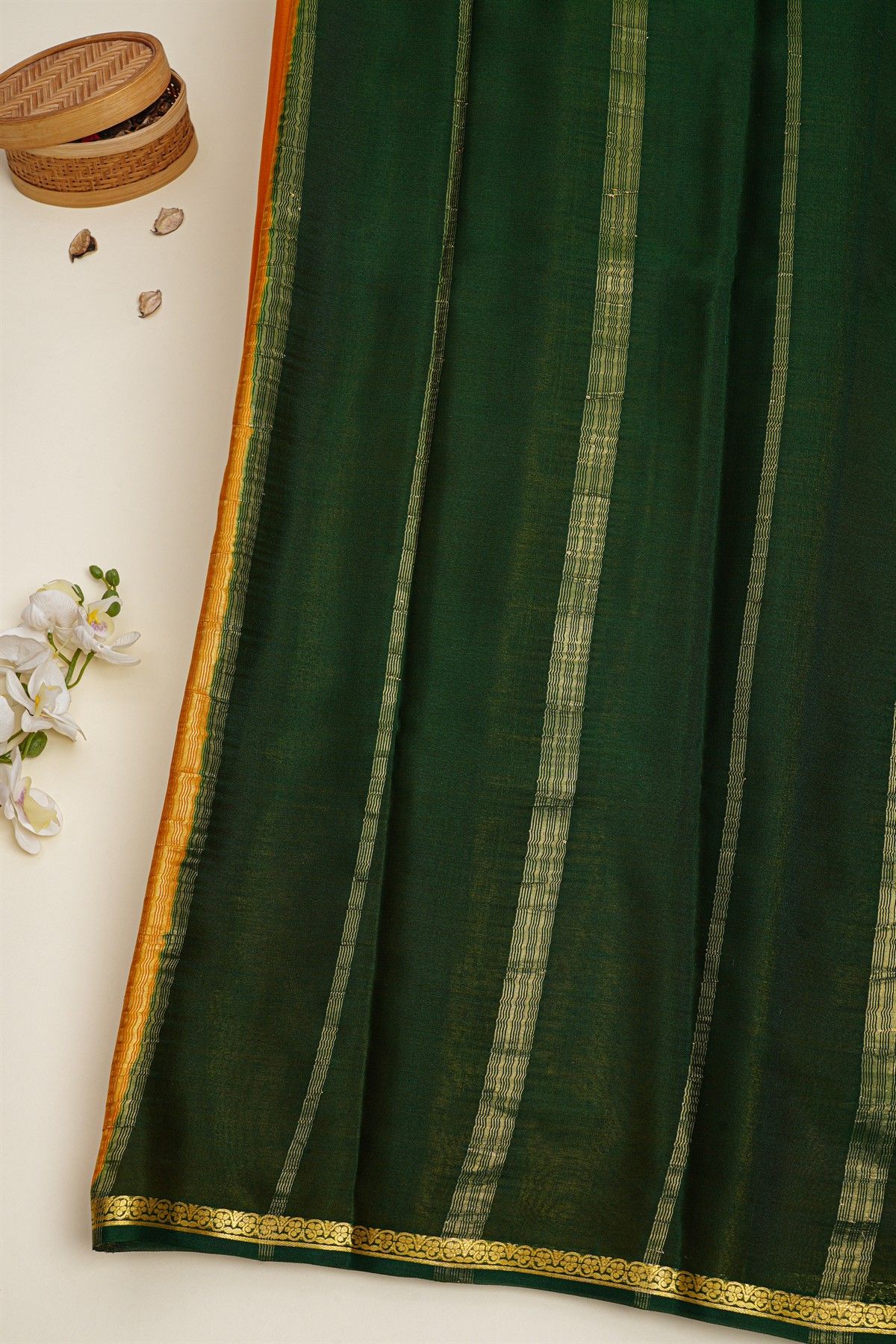 Mysore Crepe Mustard Saree