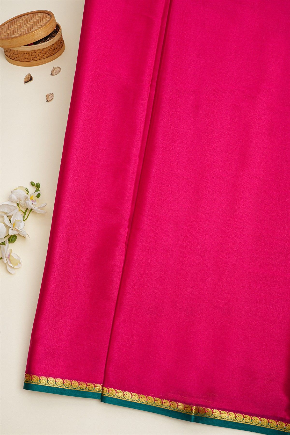 Mysore Crepe Rani Pink Saree